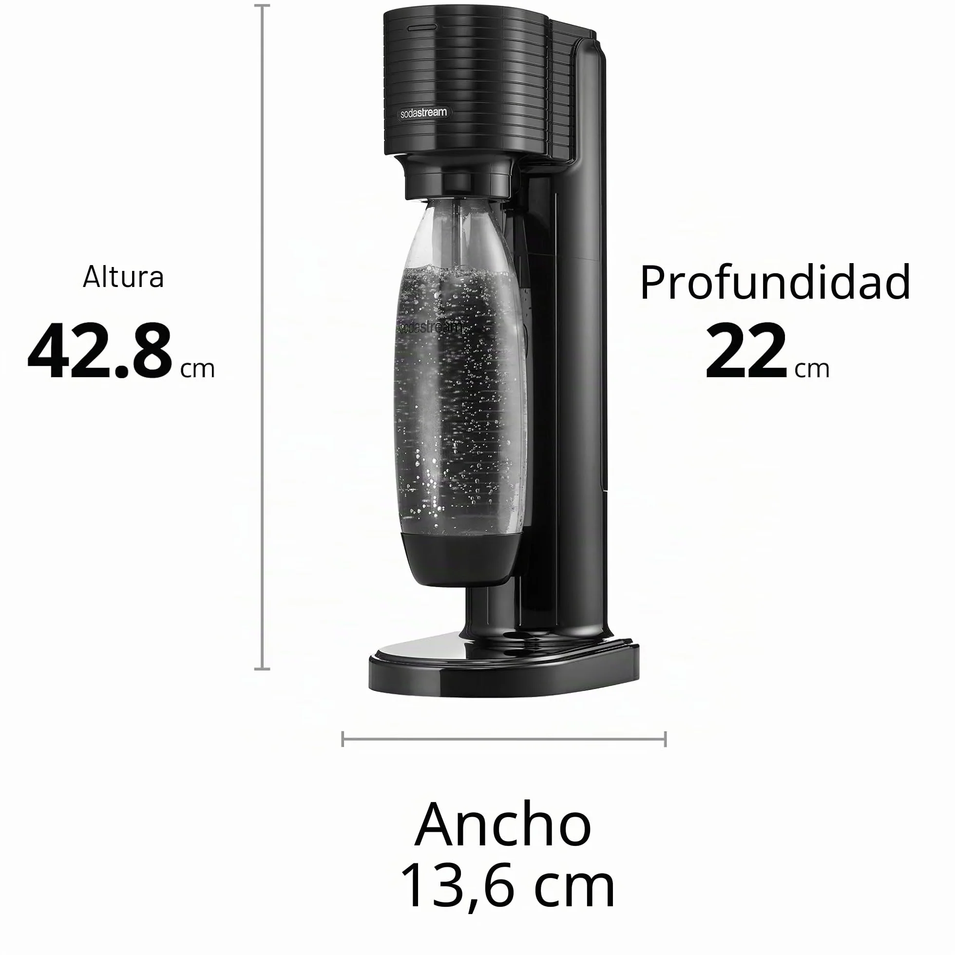 Sodastream GAIA Máquina de agua con gas y soda 1L 0.5L negro