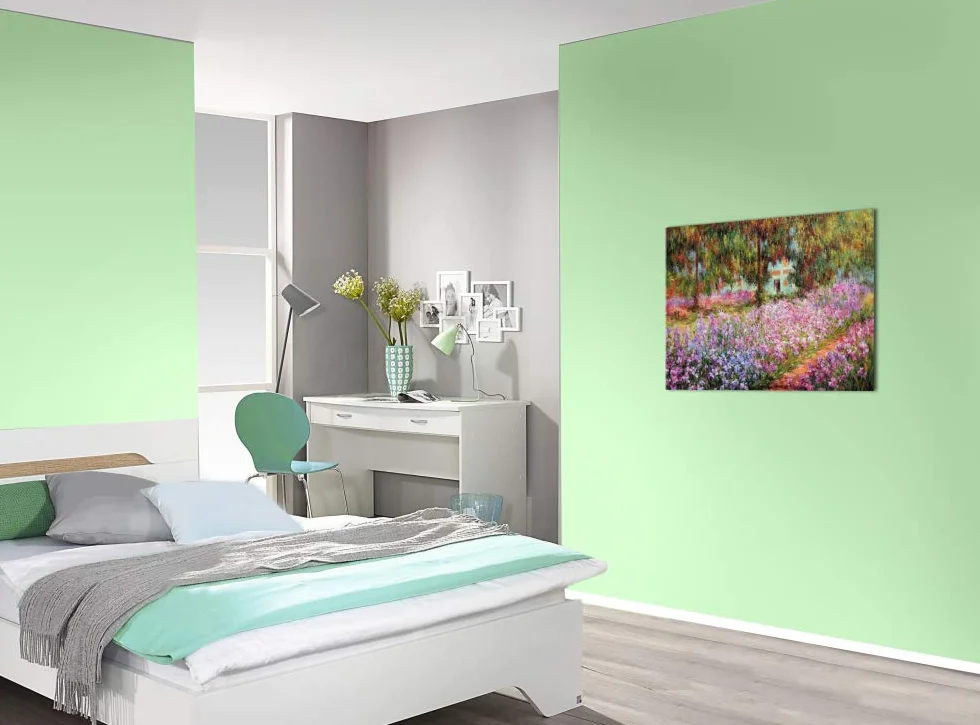 1art1 Claude Monet Póster Impresión En Lienzo El Jardín del Artista En Giverny, 1900 Cuadro En Bastidor De Camilla De Madera | Mural XXL | Imagen 80x60 cm