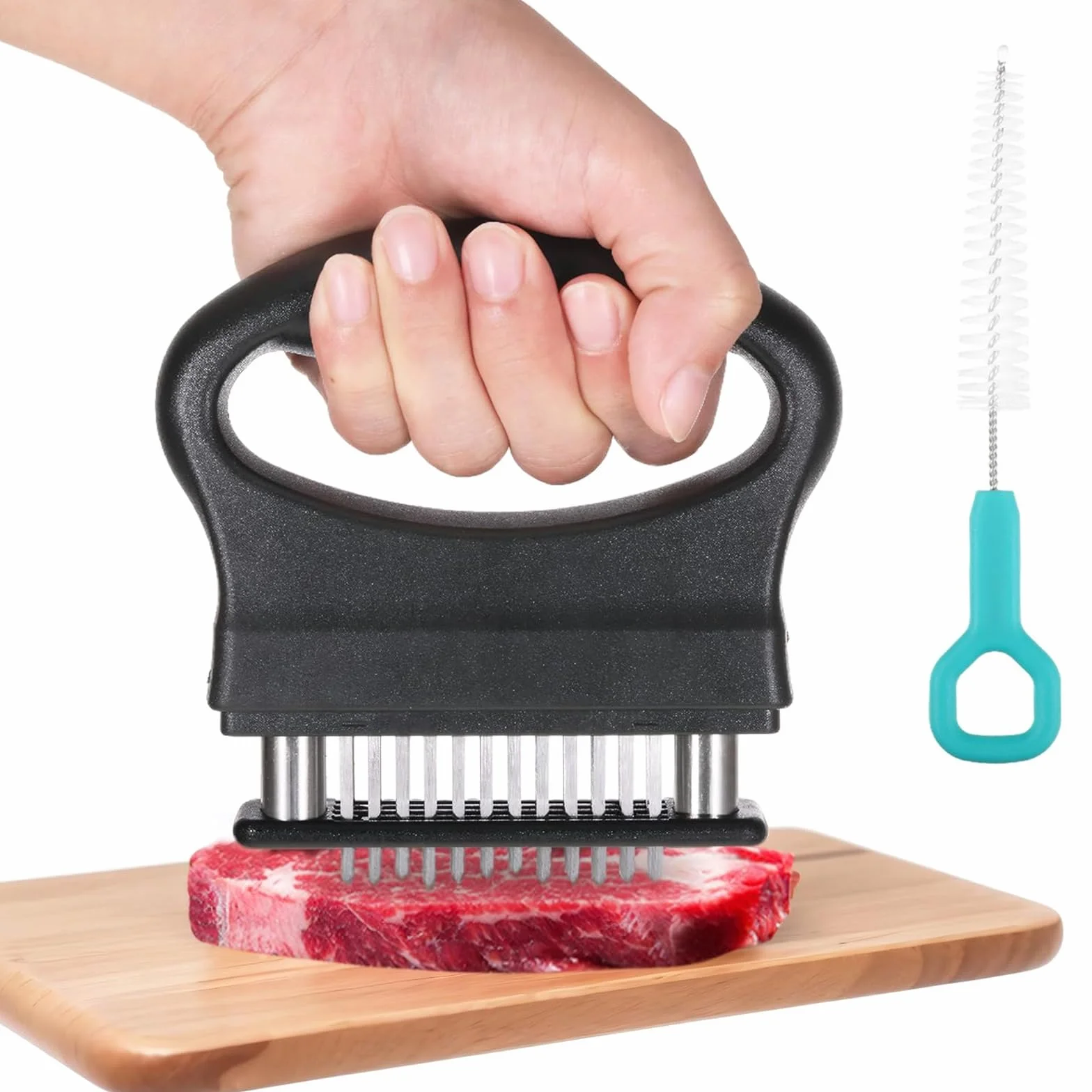 Ablandador de Carne, 48 Cuchillas, Acero Inoxidable, Antideslizante, Apto para Lavavajillas
