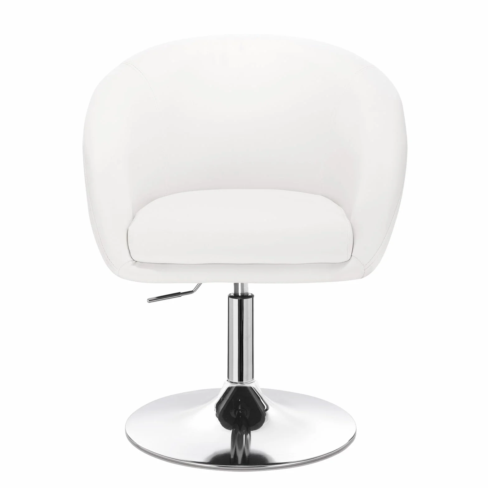 WOLTU 1x Taburete de Bar Altura Ajustable Acero Cromado, Cuero Sintético Taburete Peluquería Blanco BH24ws-1