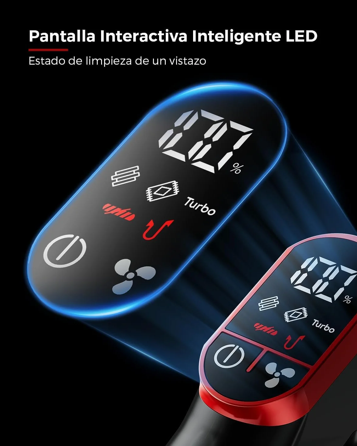 VACTechPro Aspiradora sin Cable 55KPa 600W 70Min 1.6L Vertical Rojo