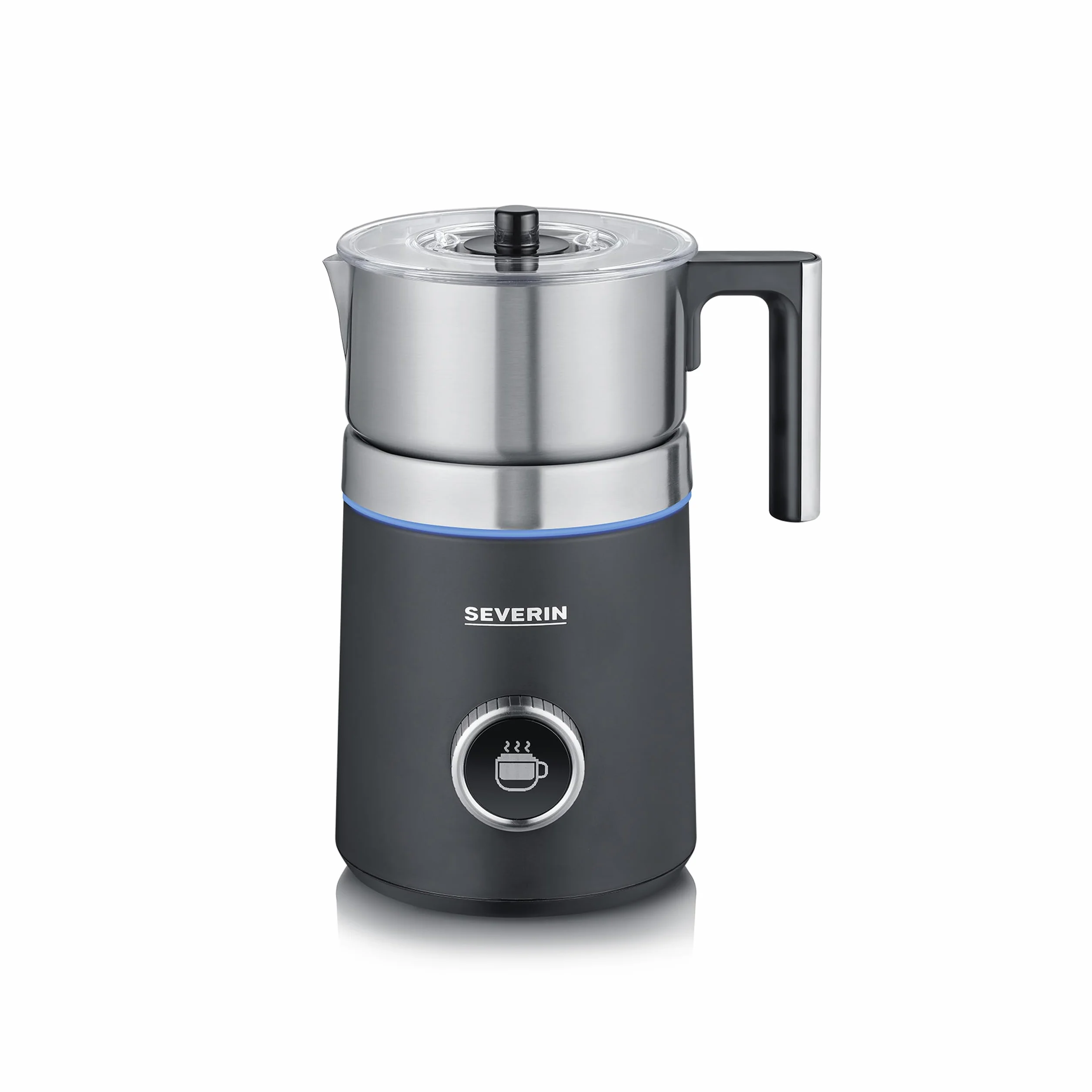 SEVERIN Espumador de leche por inducción Spuma 700 Plus, espumador eléctrico apto para el lavavajillas, bote espumador, acero inoxidable cepillado/negro mate, SM 3587