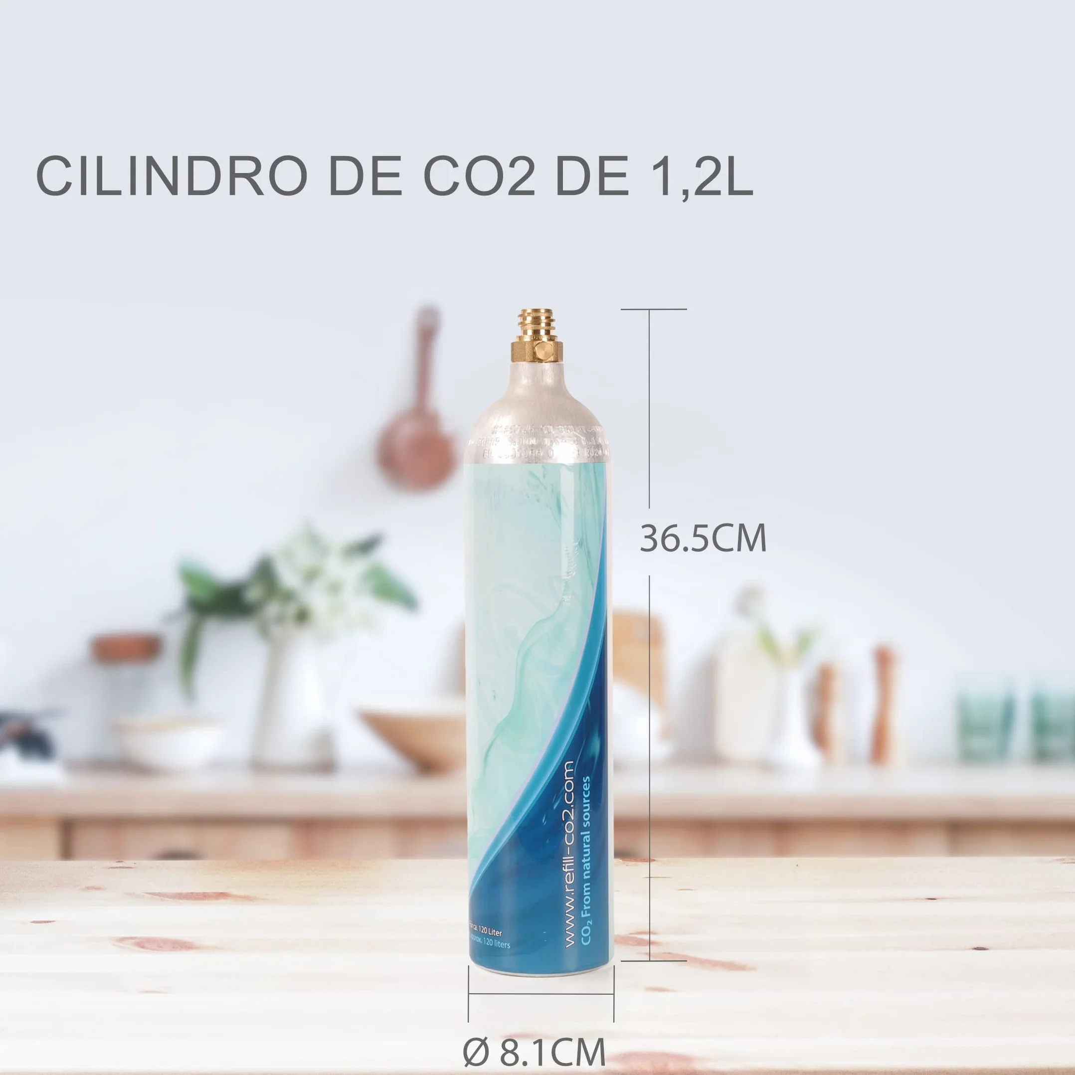 Levivo Cilindro de CO2 XXL 1,2 l para hasta 120 l de agua con gas, Azul, Medium