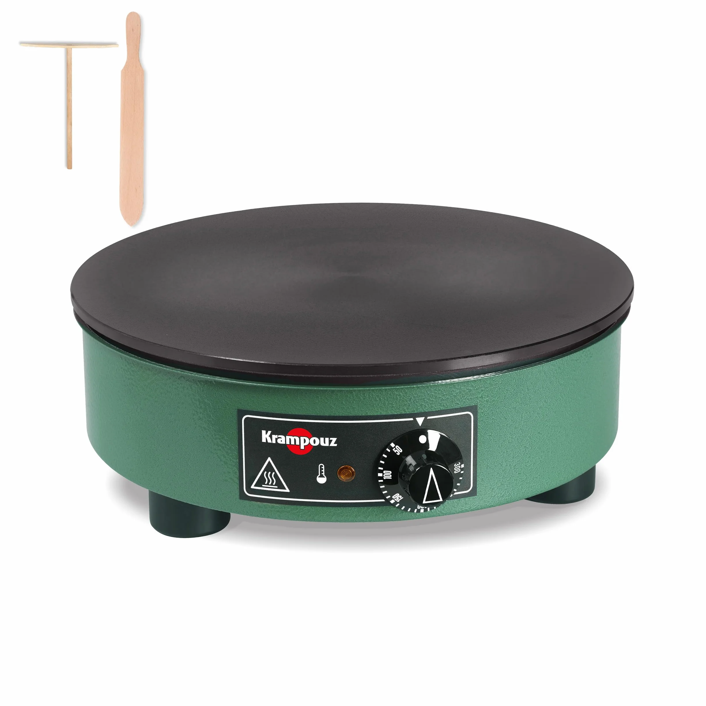KRAMPOUZ - Crepera eléctrica Billig - Placa de hierro fundido torneado de 35 cm de diámetro - 220-240 voltios y 2.500 vatios - Verdadera crepera tradicional bretona familiar - Fabricada en Francia