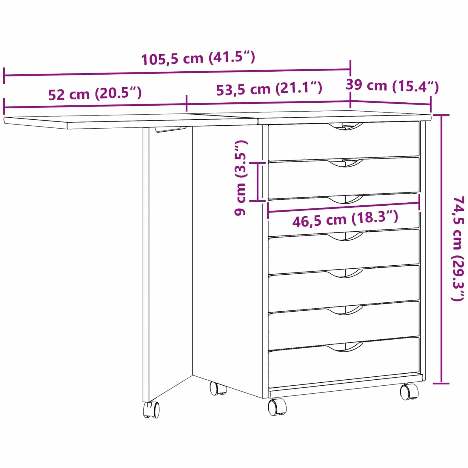 vidaXL Gabinete Rodante con Escritorio Moss Barniz Transparente, Sala Moderna, Mueble útil, gabinete Rectangular con Escritorio, Estilo Minimalista, Madera de Pino