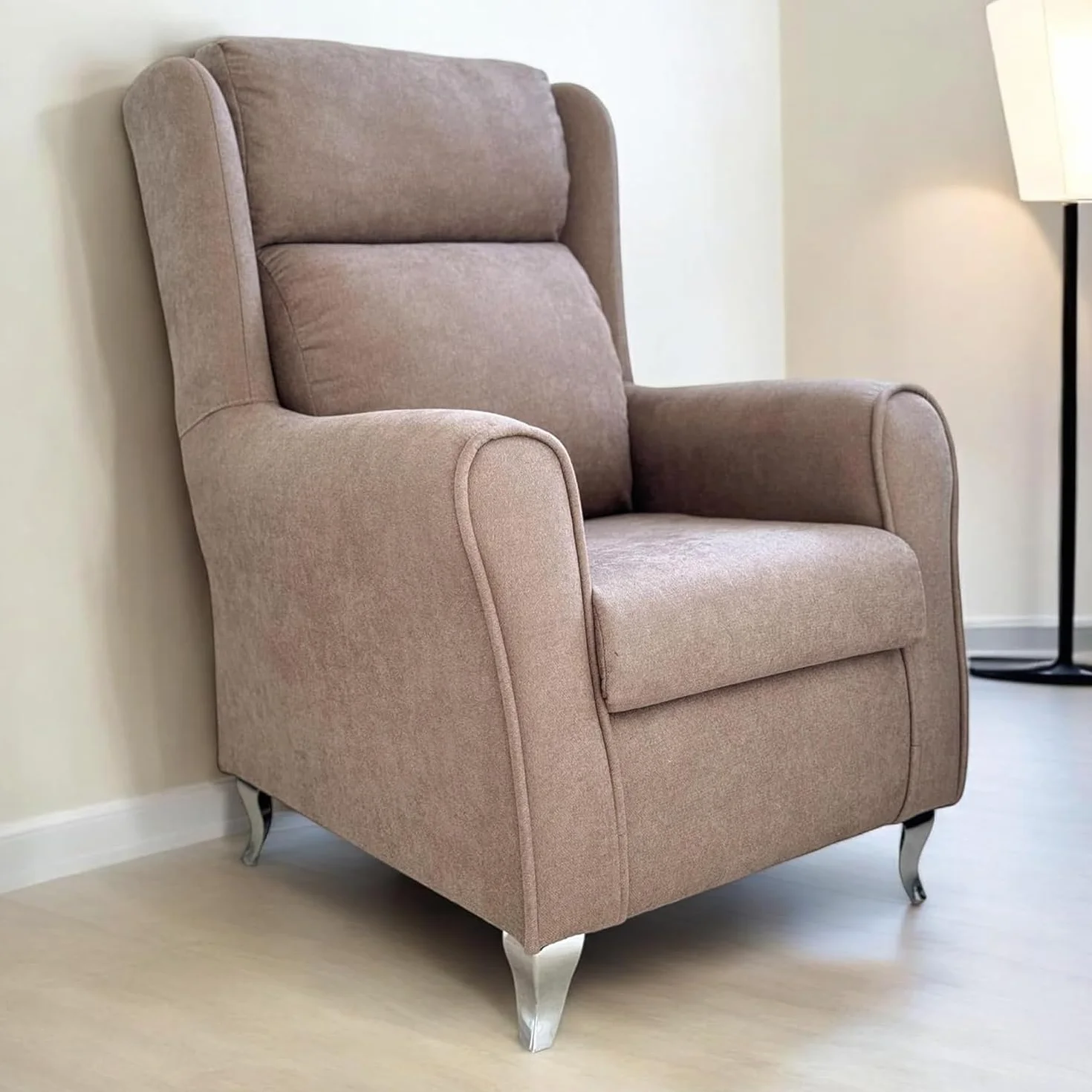 HOME&SOFAS SI | Sillón Lectura Cómodo para Salón o Sala de Estar | Con Respaldo Desenfundable | Butacas de Salón para Sala de Estar | Sillón de Descanso | Butaca con Respaldo y Patas Metálicas