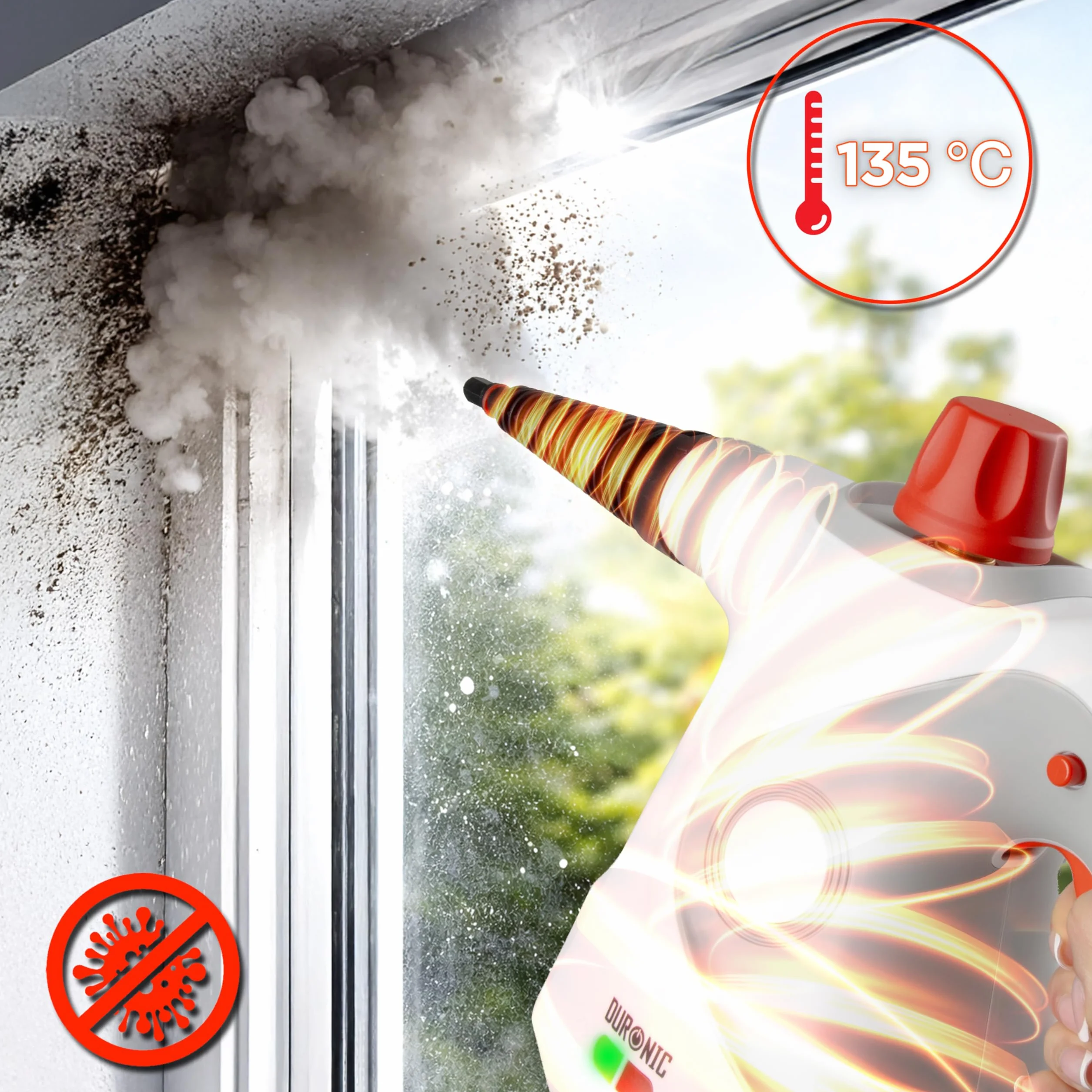Duronic SC32 WE Limpiador de Vapor de Mano 1050W Portátil Multifunción 350 ml