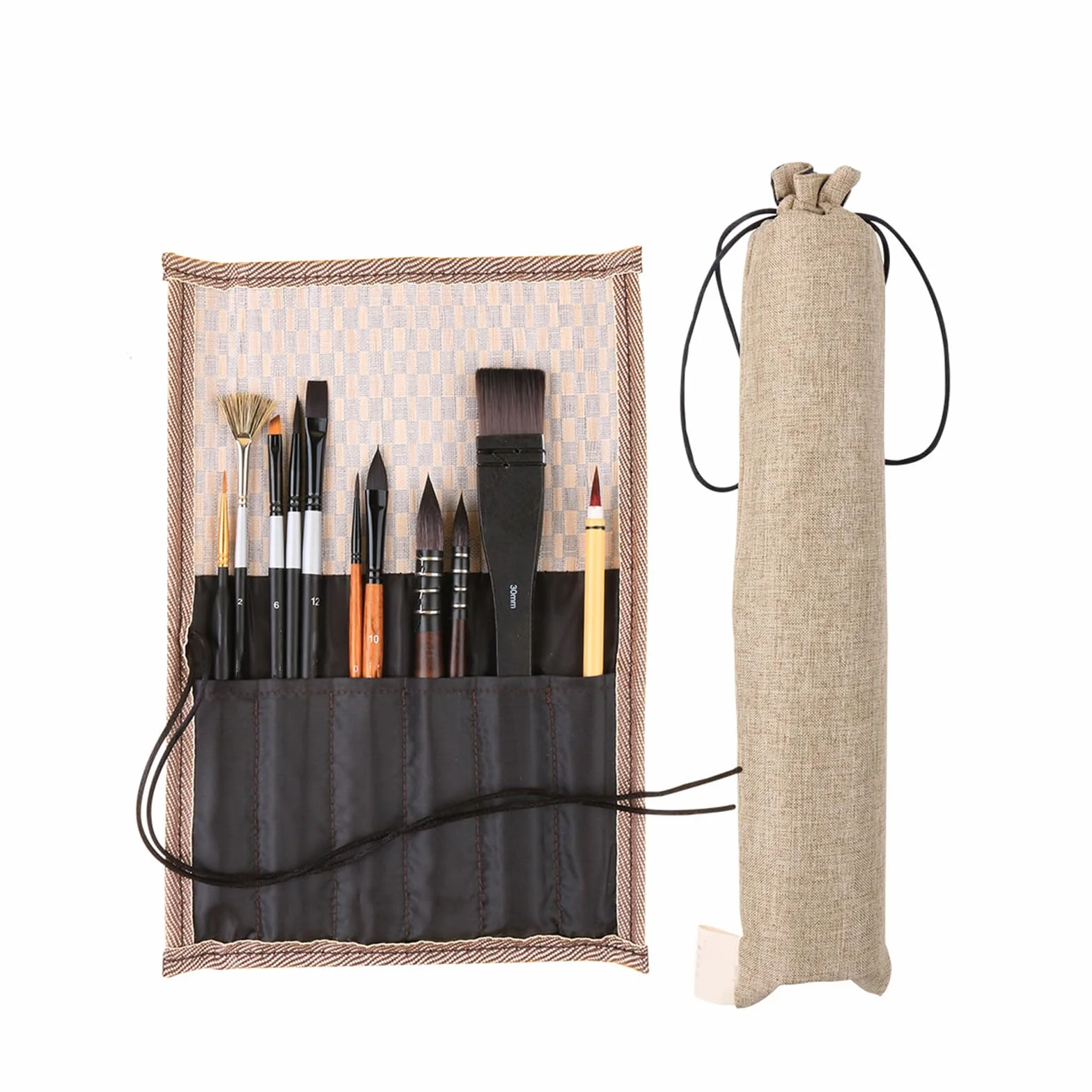 11 pinceles de pintura de artista para acuarela, acrílico, óleo, pintura rupestre, pintura corporal, con estuche organizador, suministros de arte para artistas