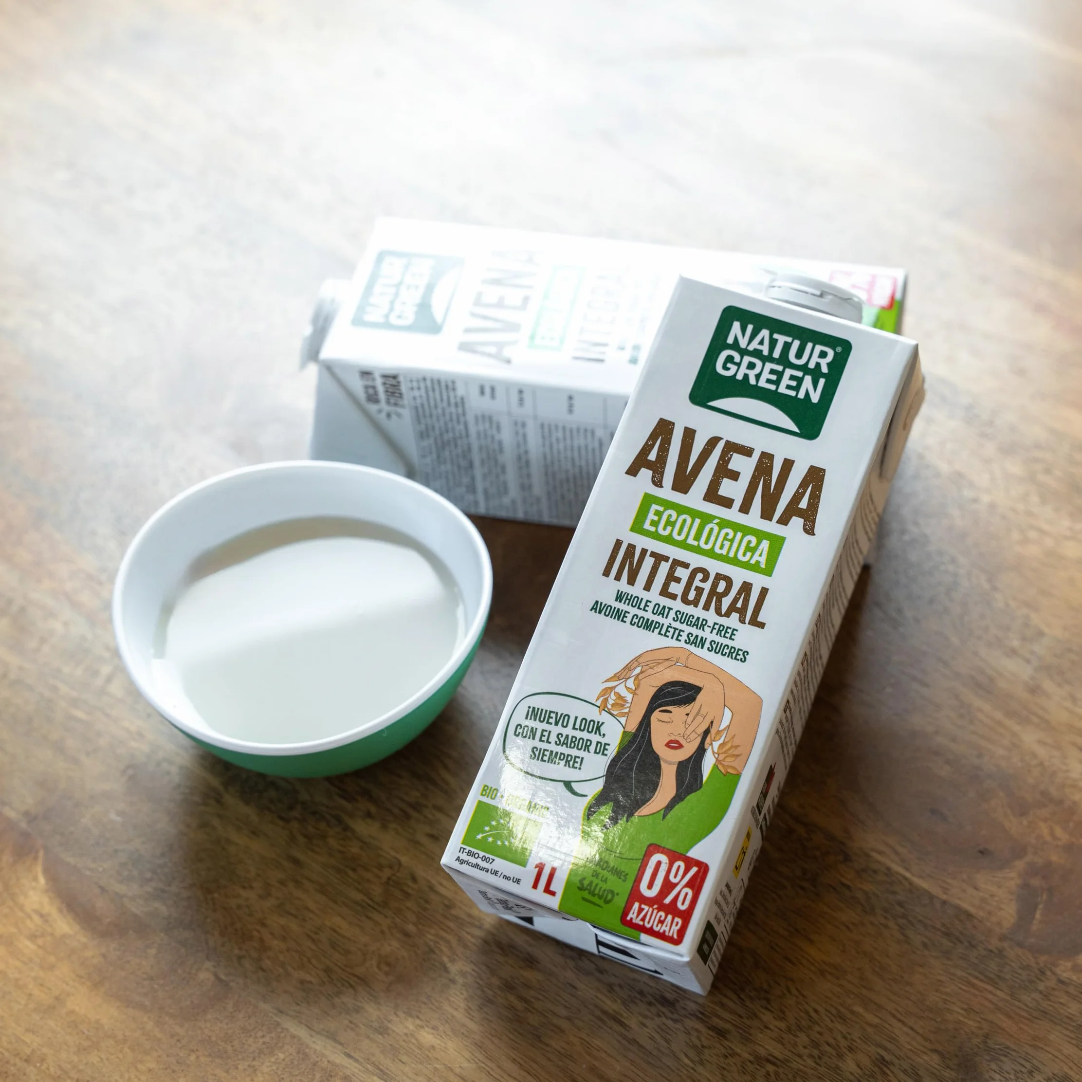 NaturGreen Bebida de Avena Integral Bio Pack 6 x 1L, Sin Azúcares Añadidos, Sin Lactosa