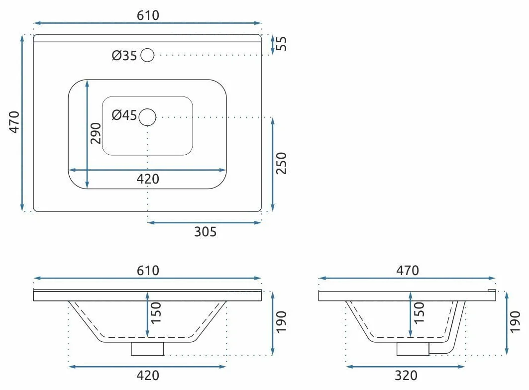 Rea Conjunto de Muebles de baño con Lavabo Aa18 Mario 60Cm White - 47X61X50CM