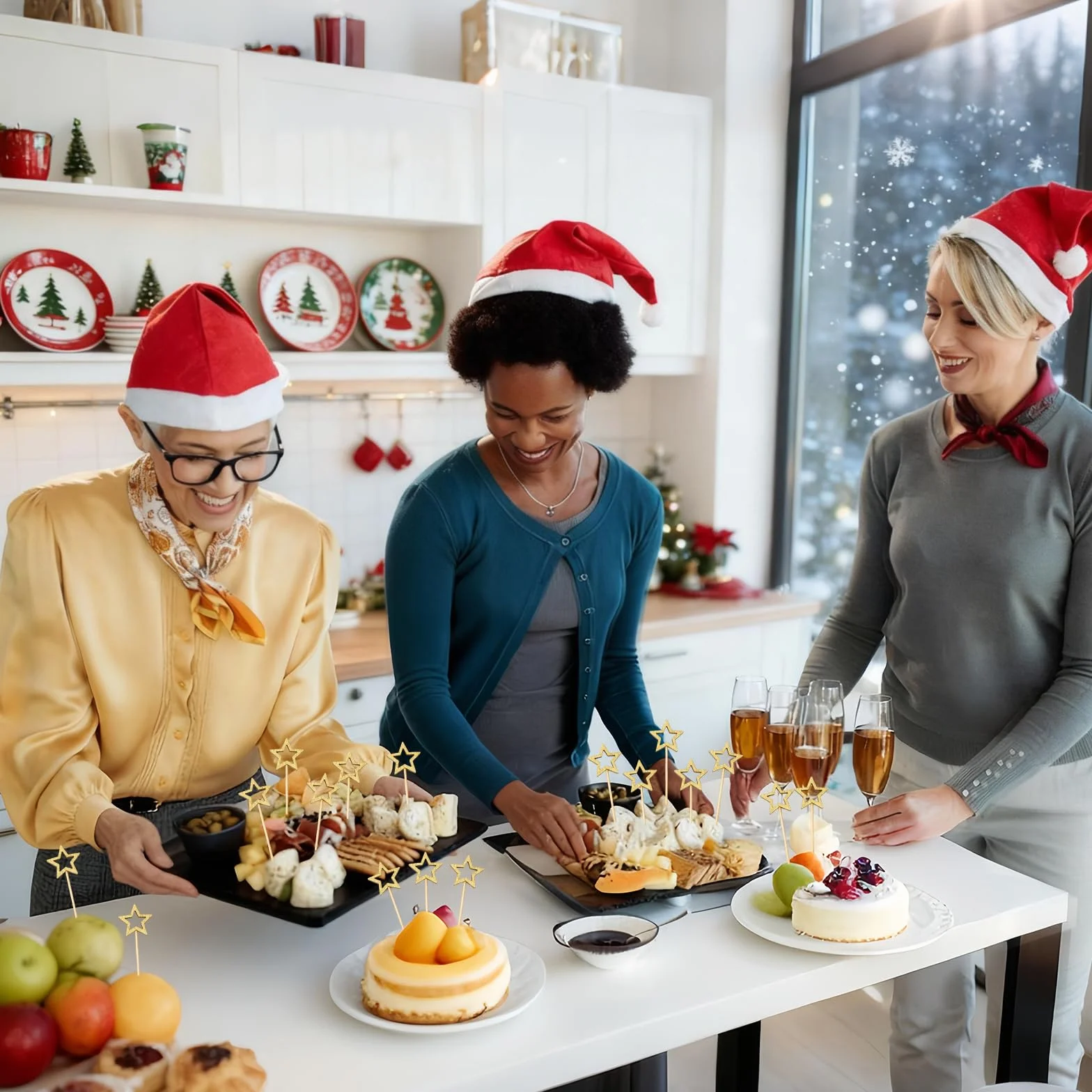 Pinchos de Cóctel con Pentagrama Palillos para Aperitivos de Madera Dorado 100 Piezas