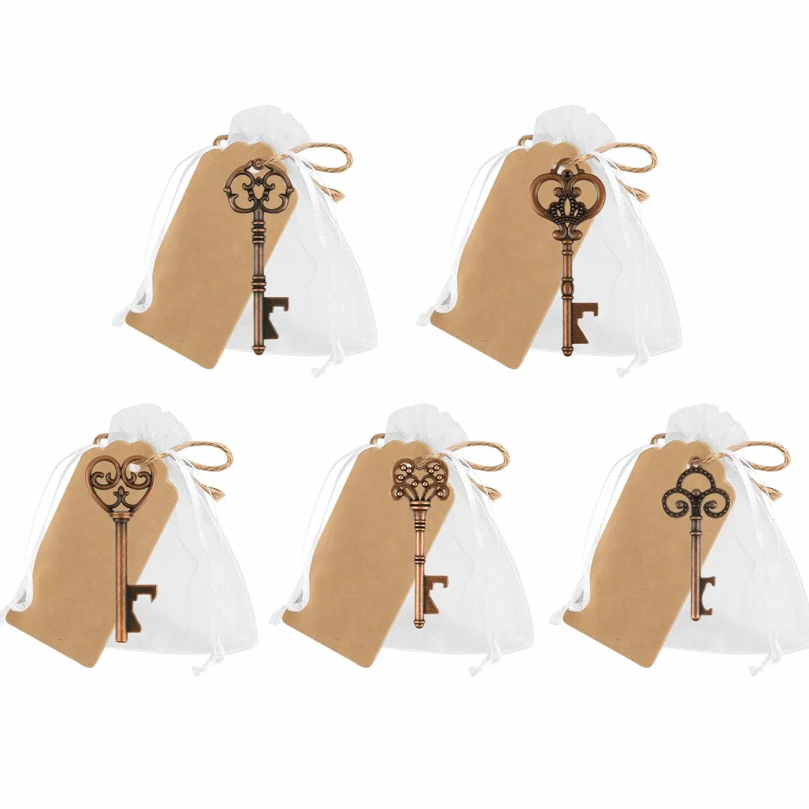 Abrebotellas vintage 5 estilos llave decorativa tarjeta bricolaje bolsa regalo transparente para boda bautizo comunión confirmación