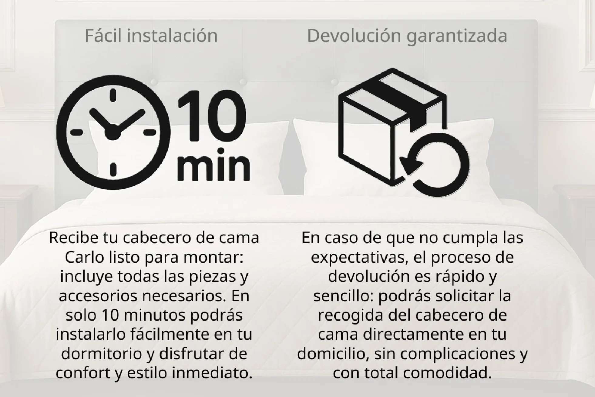 Silcar Home - Cabecero de Cama Carlo 135 Blanco - Estructura de Madera, Tapizado en Polipiel, Diseño Moderno con Dos hileras Botones, Fácil Instalación - Polipiel Blanco, 135 cm