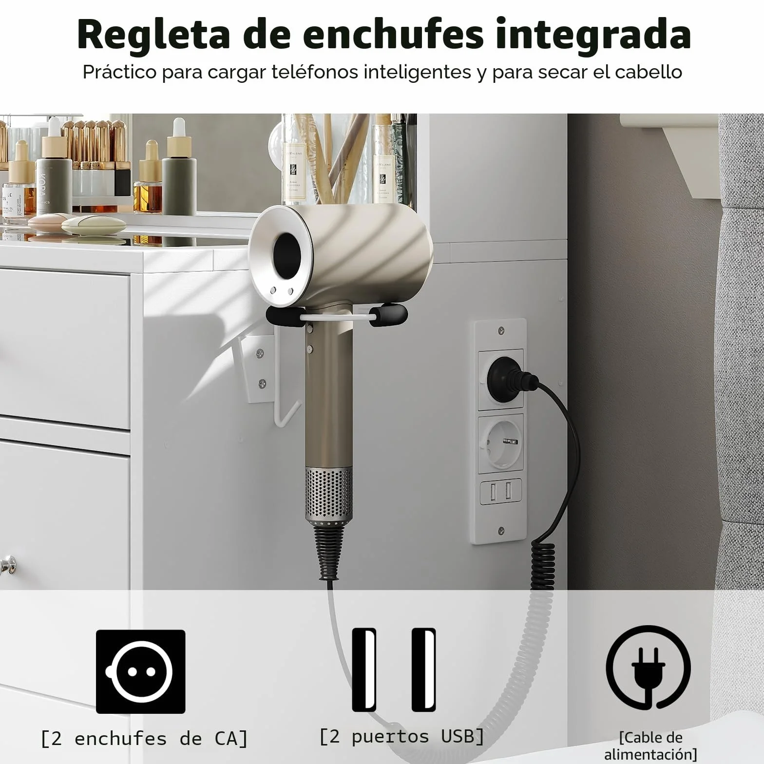 Yanosaku Tocador con Fuente de alimentación 47 Pulgadas más Ancho con Espejo y 12 Luces LED 3 Modos de iluminación de Color 11 cajones 4 estantes Panel Plegable Mesa de Cristal Juego de Maquillaje