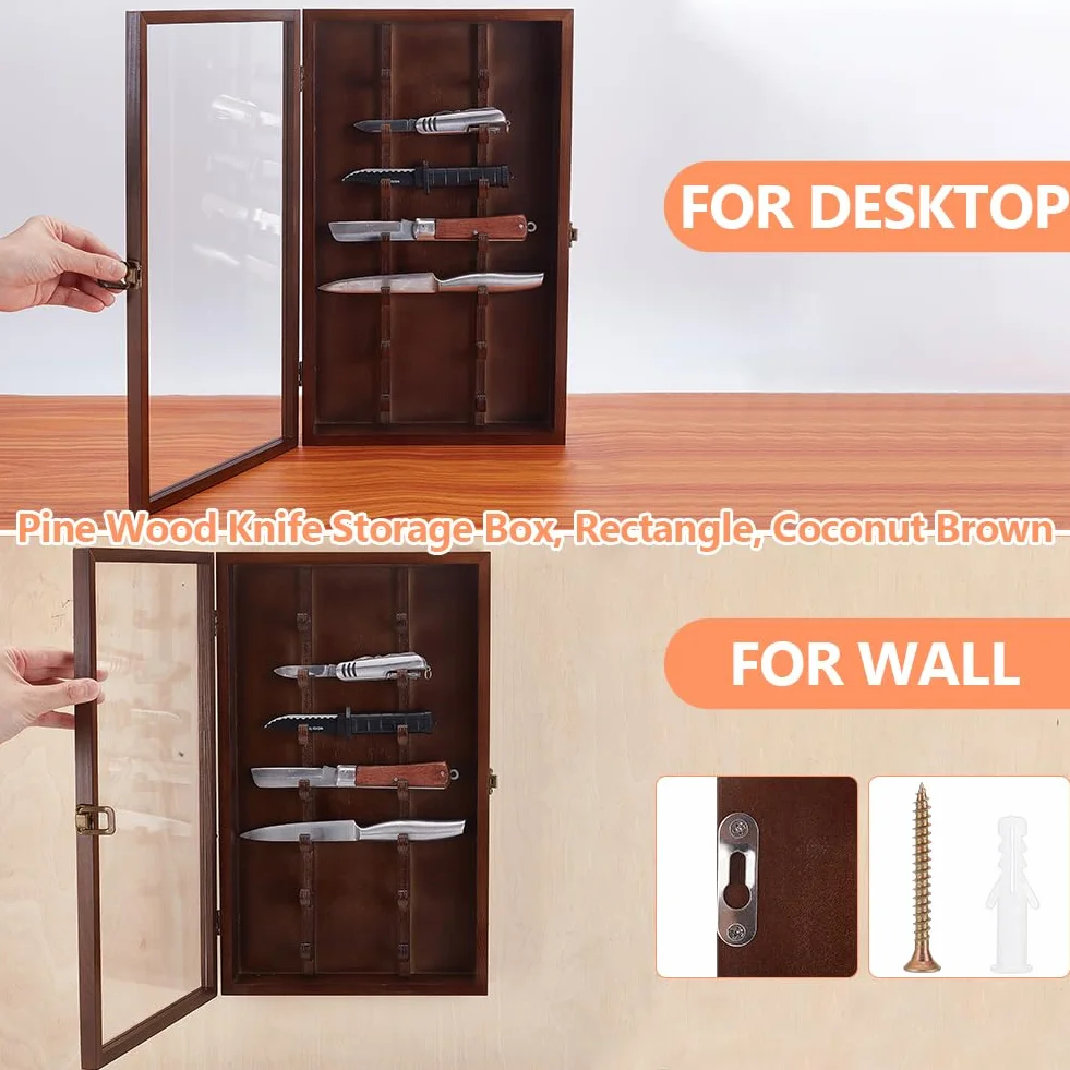 UNICRAFTALE Vitrina para cuchillos de madera con puerta de cristal acrílico 263 x