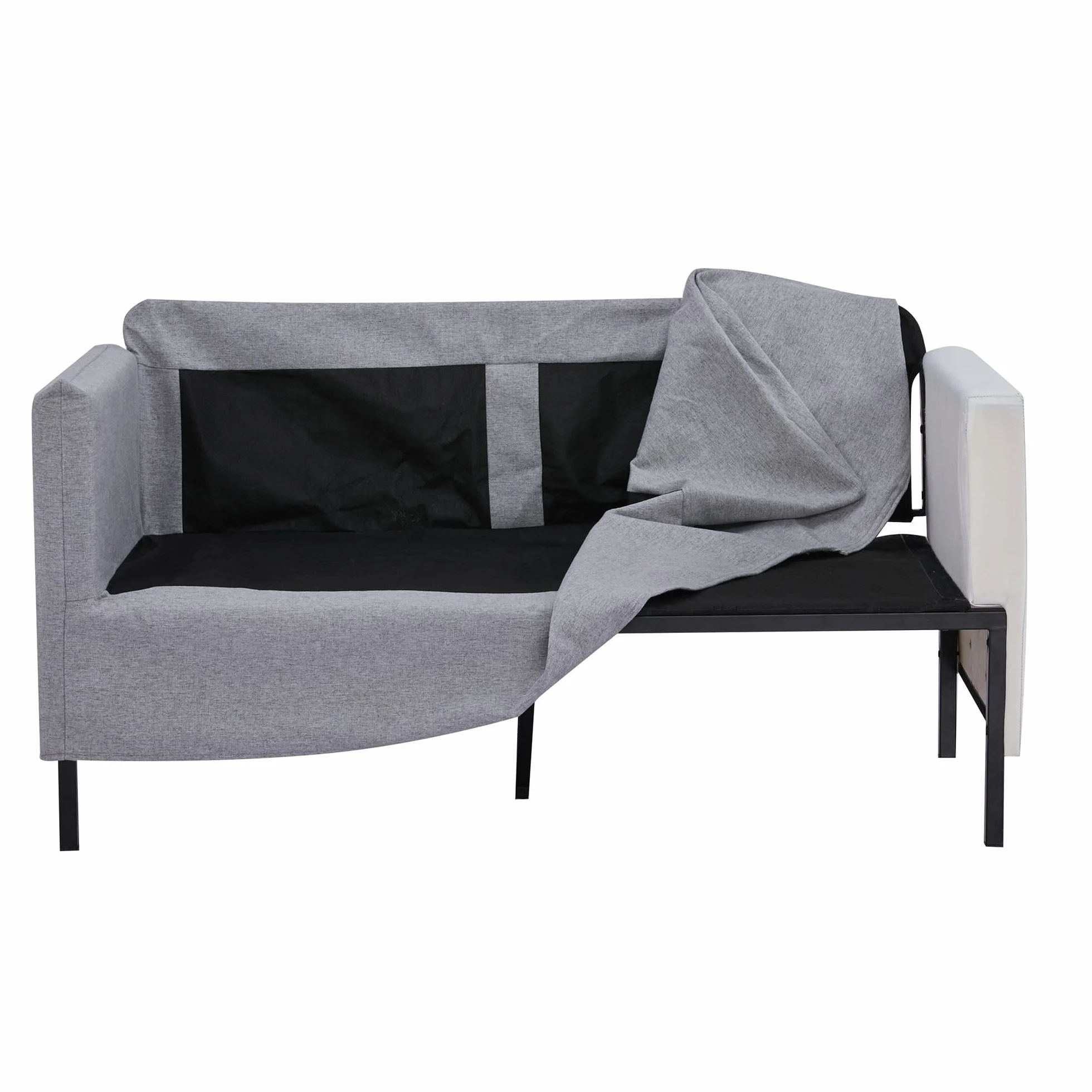 HOMCOM Sofá de 2 Plazas Tapizado en Lino Sintético Sillón Biplaza de Salón con Cojines Acolchados Desenfundables Reposabrazos y Patas de Acero 130x67x76,5 cm Gris