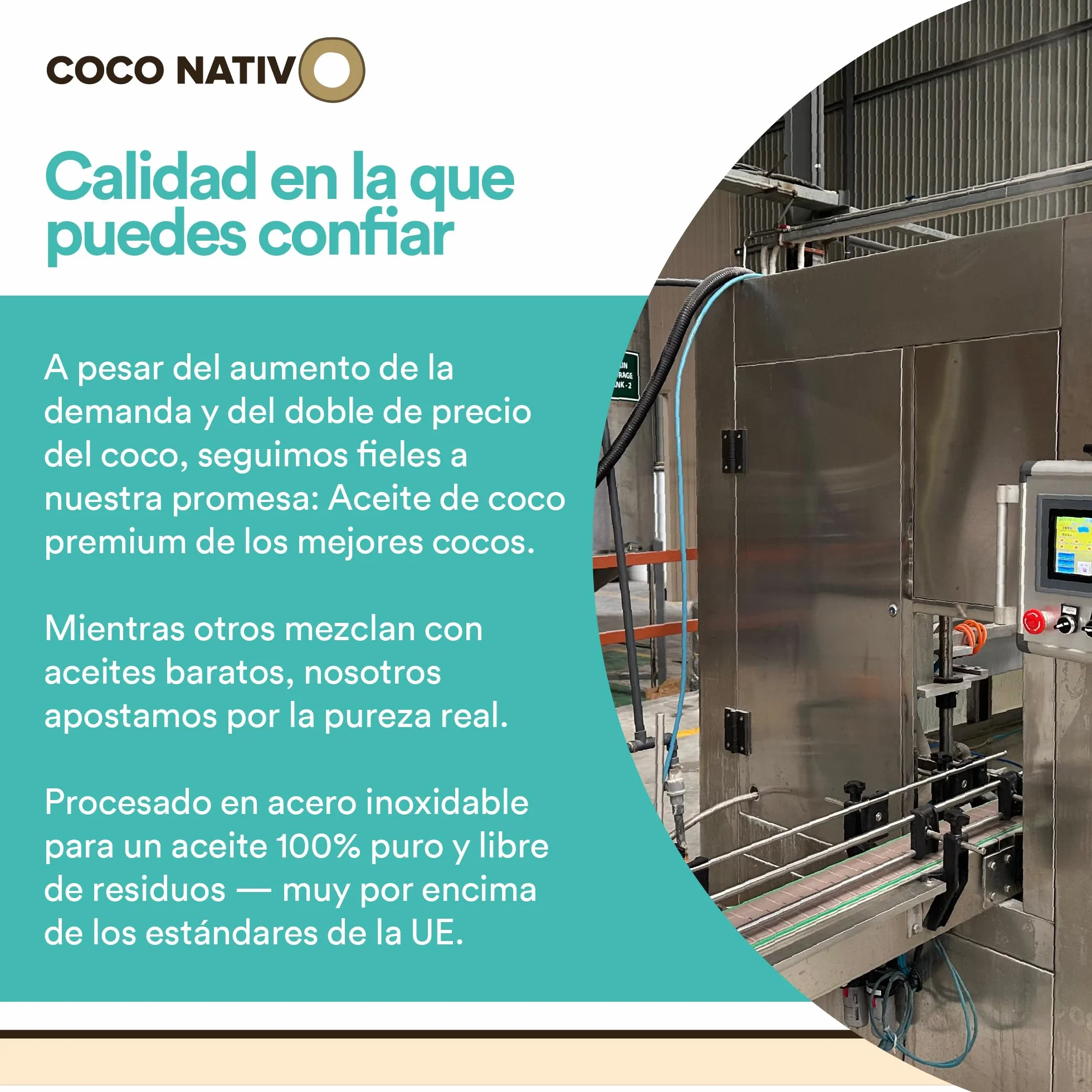 Aceite de Coco CocoNativo Orgánico Virgen Extra Ecológico 1x1000 ml Extracción En Frío