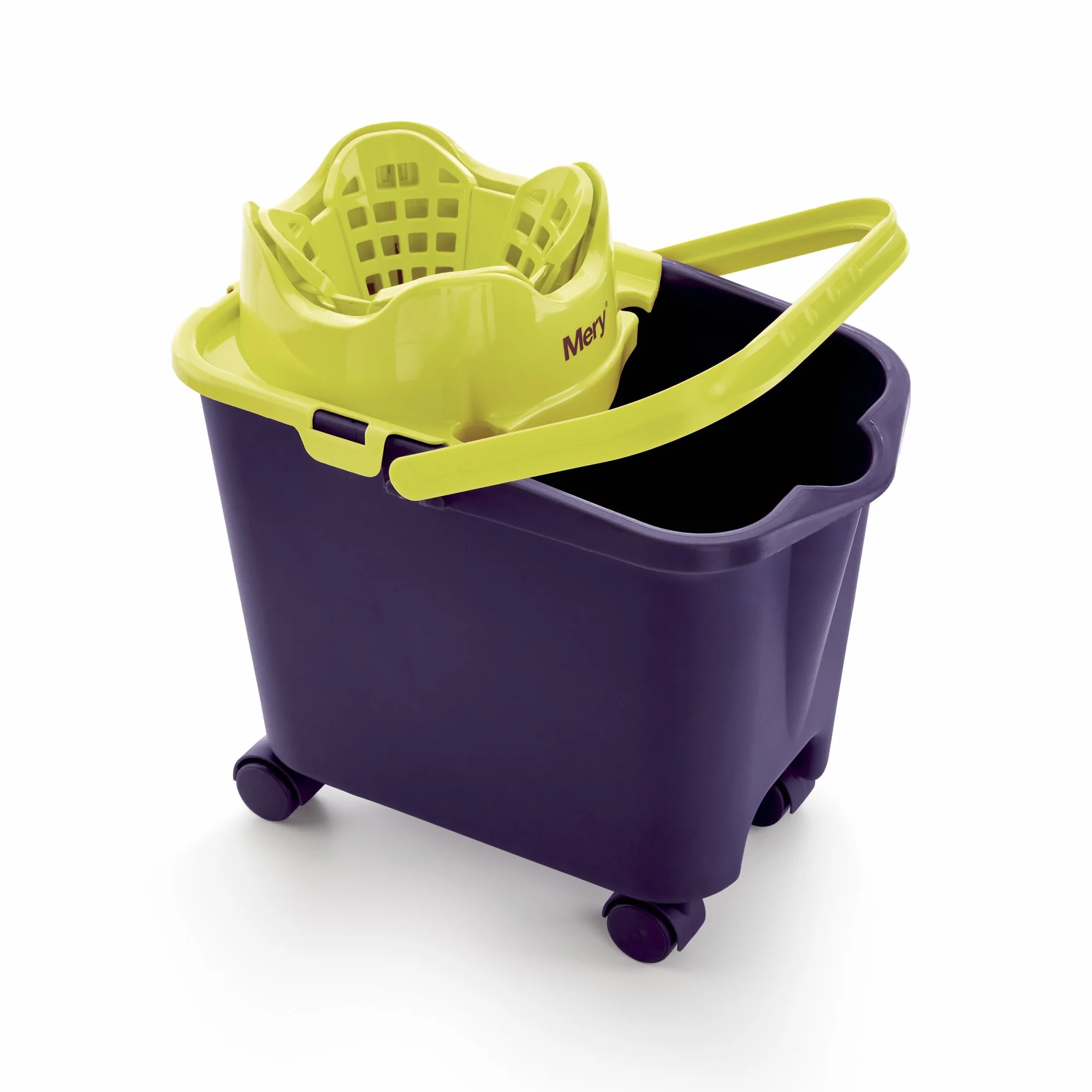 Cubo de fregona automático escurridor ecológico con ruedas morado 14L 38x25x39 cm