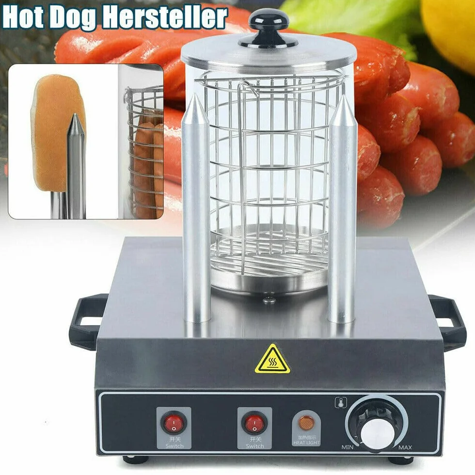 Profesional eléctrico calentador de salchichas con 2 pinchos, para restaurante