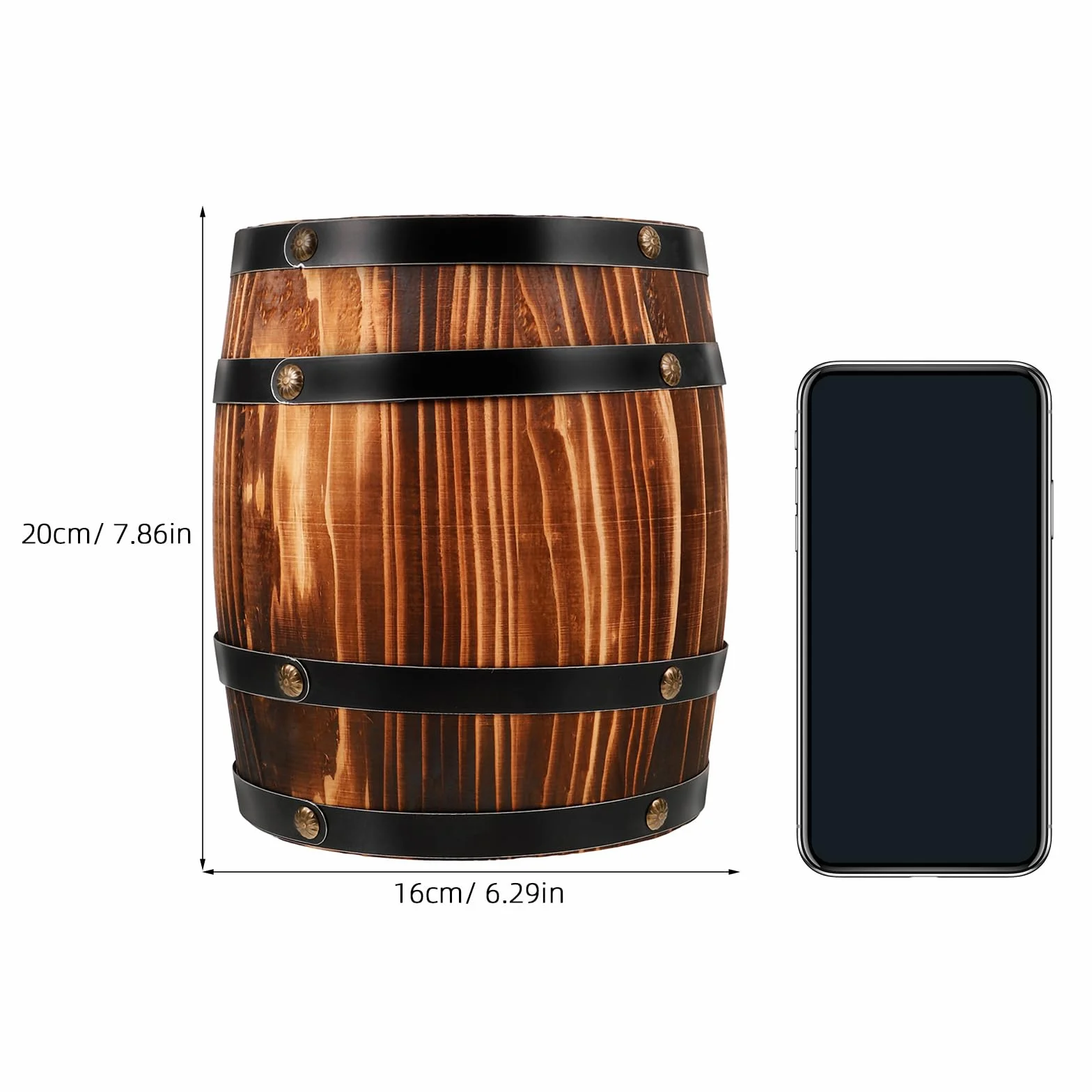 Zerodeko Barril de madera pequeño para cerveza, accesorio decorativo para fotos, barril de vino de madera, adorno rústico para bar, hogar, manualidades decorativas