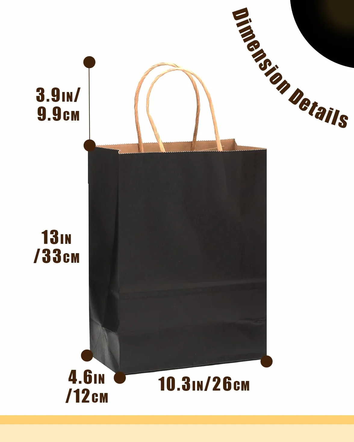 Gcardist Paquetes de 30 bolsas de regalo negras con asas a granel 33x26x13cm, tamaño grande, de papel kraft, varias utilizaciones (13"x10.3"x4.6")