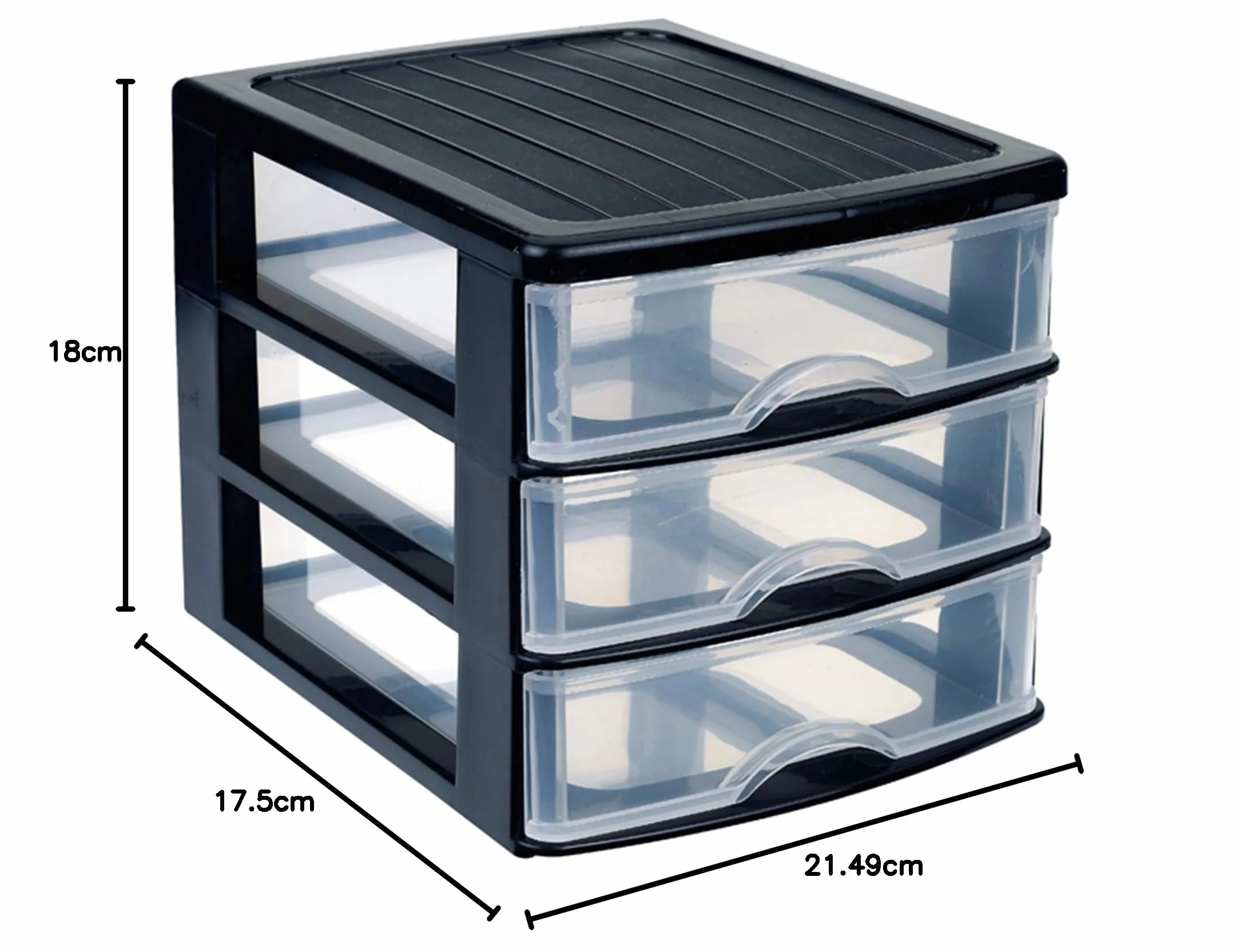 Plastic Forte, Cajonera Guadiana sobremesa, Negro, 3 Cajones
