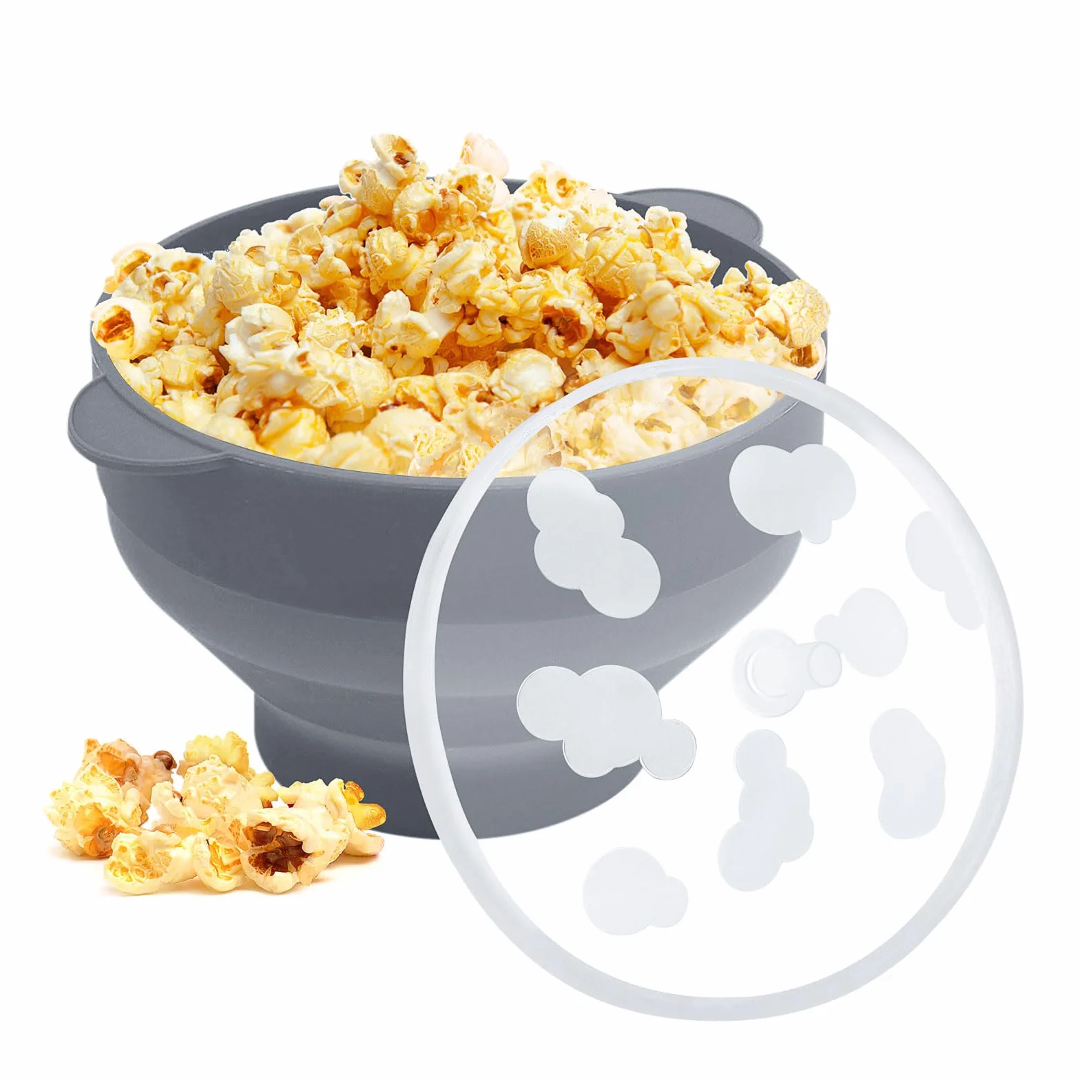 Popper de silicona para microondas, cuenco plegable palomitas de maíz (gris)