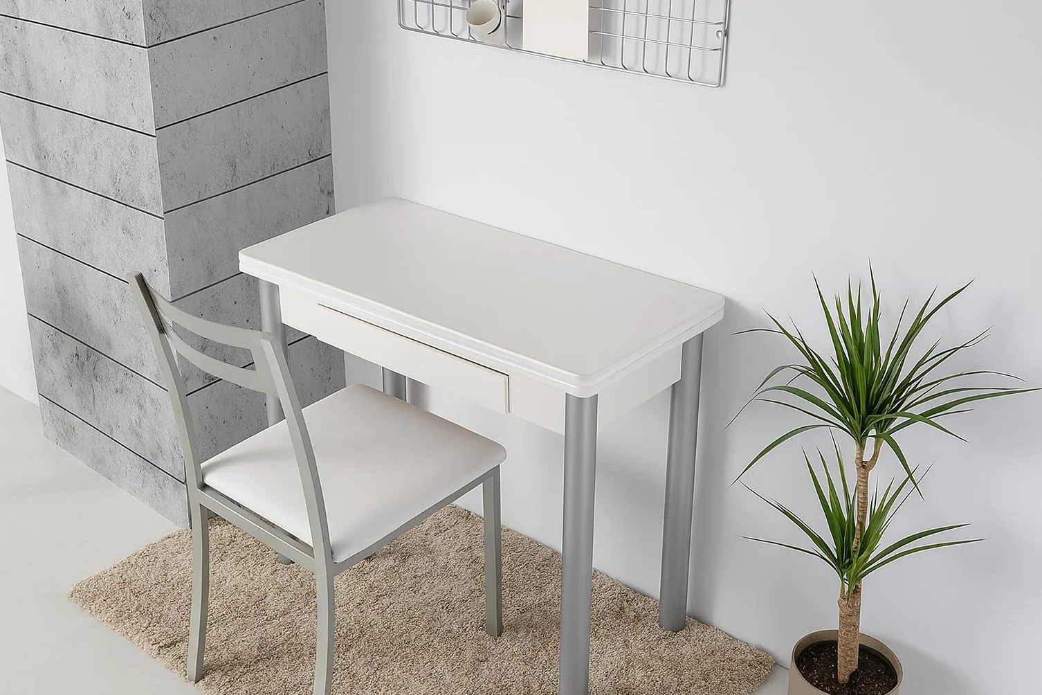 MOMMA HOME Mesa de Cocina o salón Extensible, Mesa Comedor Extensible, Mesa Plegable, Mesa Comedor Moderna, Color Blanco/Plata, RIBETA, Medidas 80x40/80x78 cm