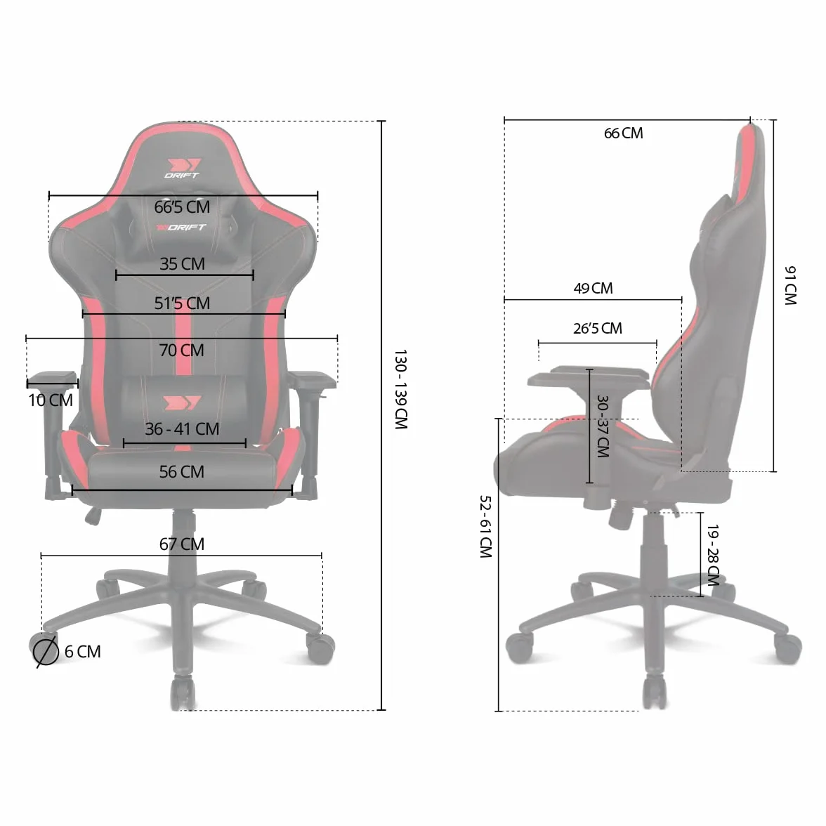 DRIFT GAMING DR350 – Silla Gaming Ergonómica Profesional con Reposabrazos 4D, Cojines Lumbar y Cervical, Inclinable 135º, Ruedas Silenciosas – Negra