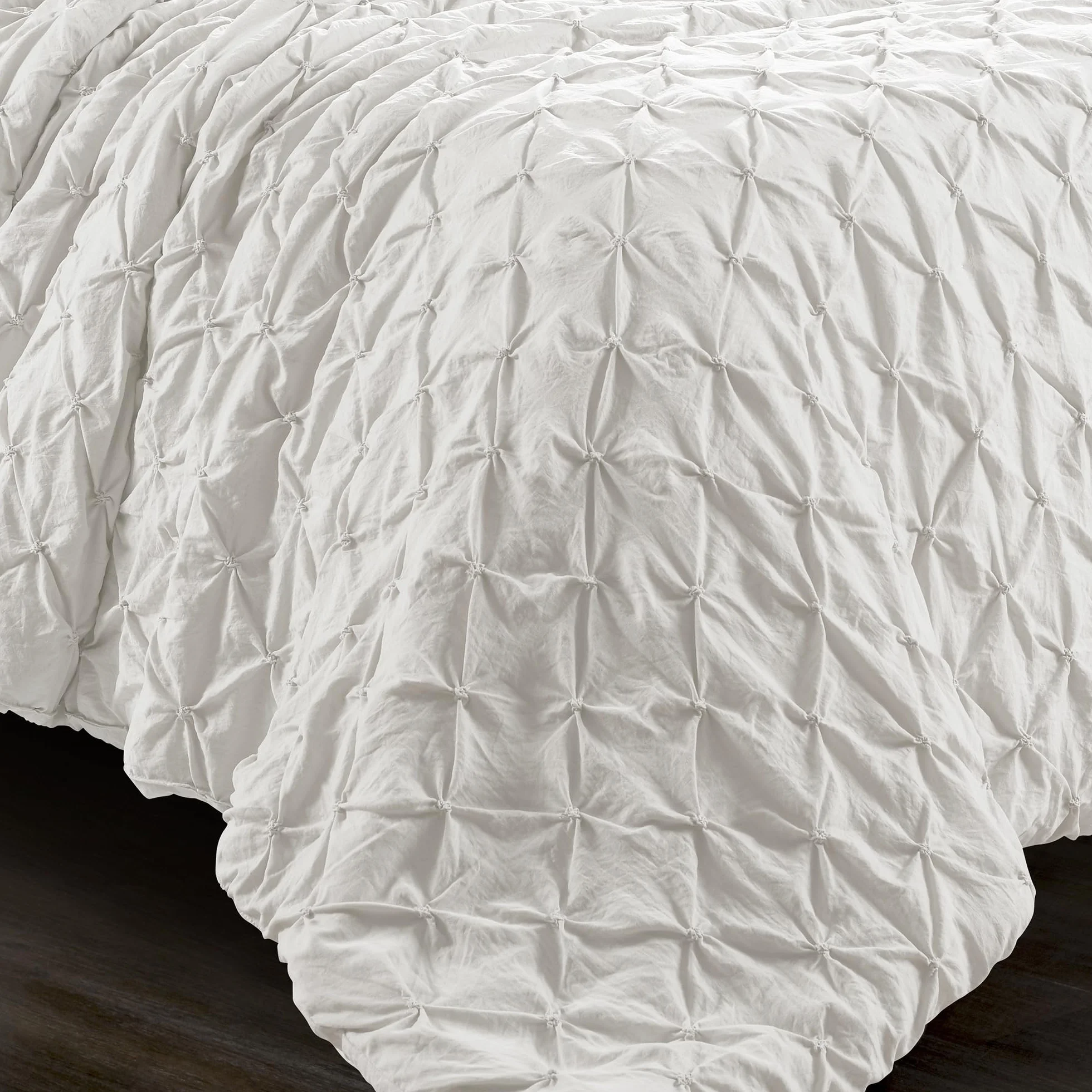 Lush Decor Pintuck Ravello Pintucks, Poliéster, Blanco, King Size