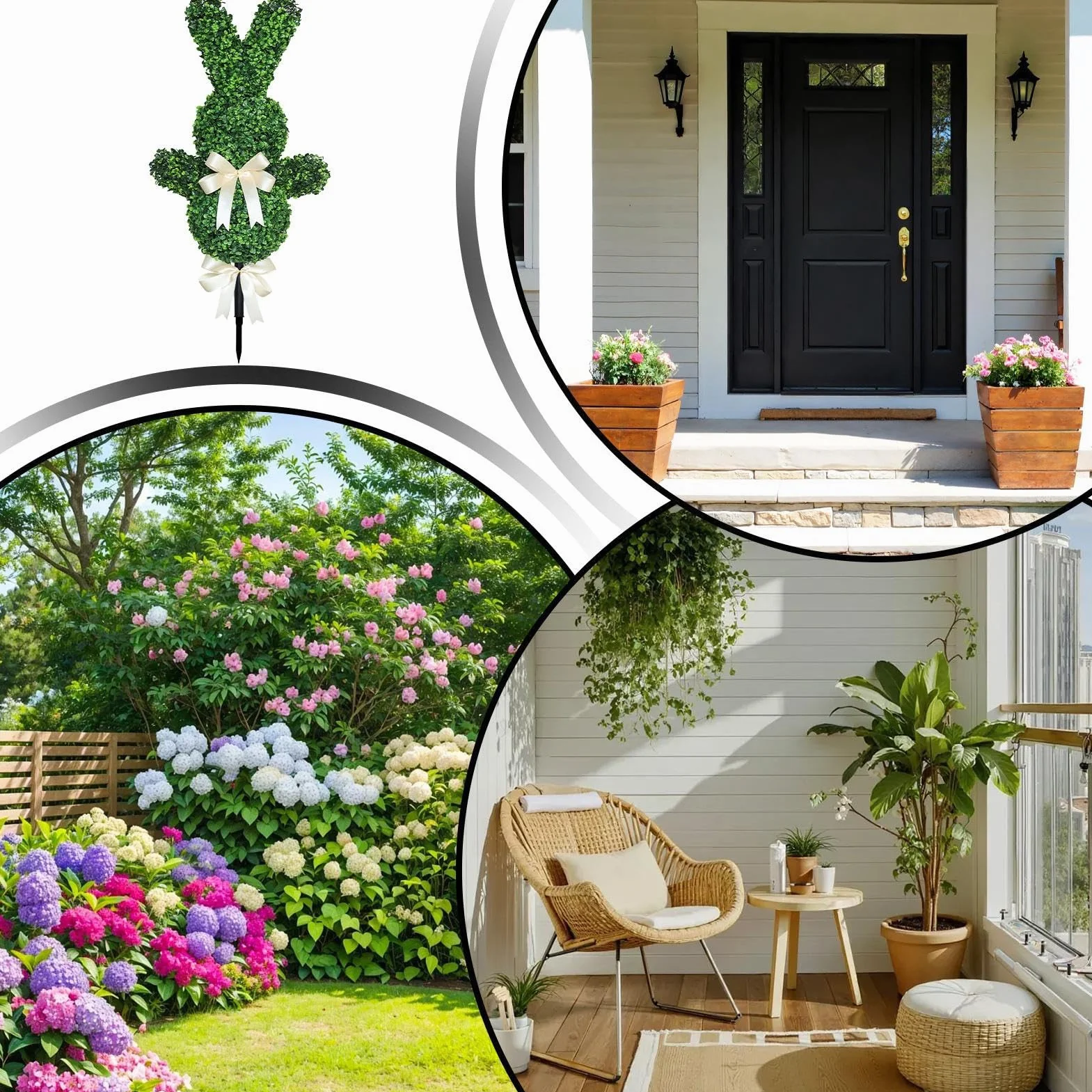 Topiario de Conejo Grande | Planta de de Pascua de 35.4 Pulgadas, topiario de de Conejo con estaca de Tierra, para Porche, jardín, Patio, césped, Patio, hogar, Lugar de Trabajo