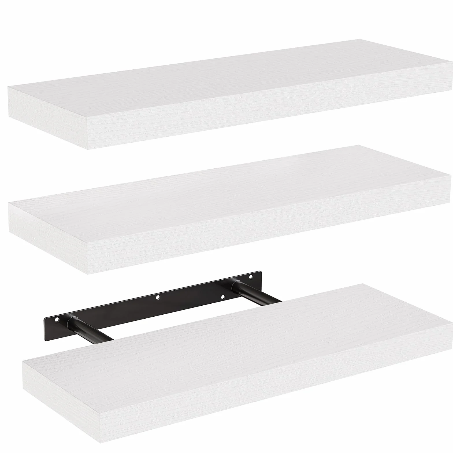 AMADA HOMEFURNISHING Estantes Flotantes Pared Juego 3 Unidades Blanca Soportes Invisibles AMFS08