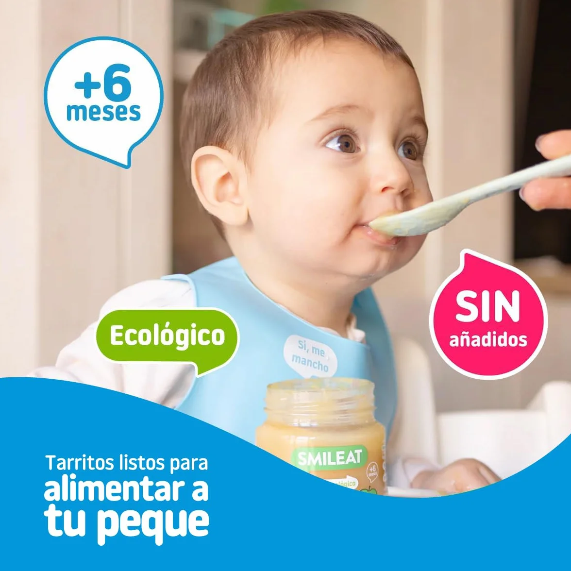 Smileat Tarrito de Frutas Ecológicas Manzana Plátano Arándano +6 Meses 130g