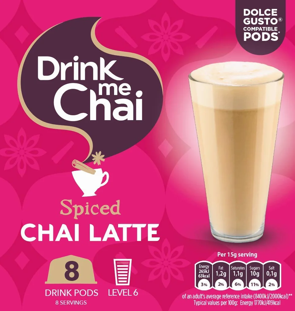 Drink Me Chai Chai Latte Especias Cápsulas Dolce Gusto 8 Cápsulas x 5 Cajas 40 Porciones