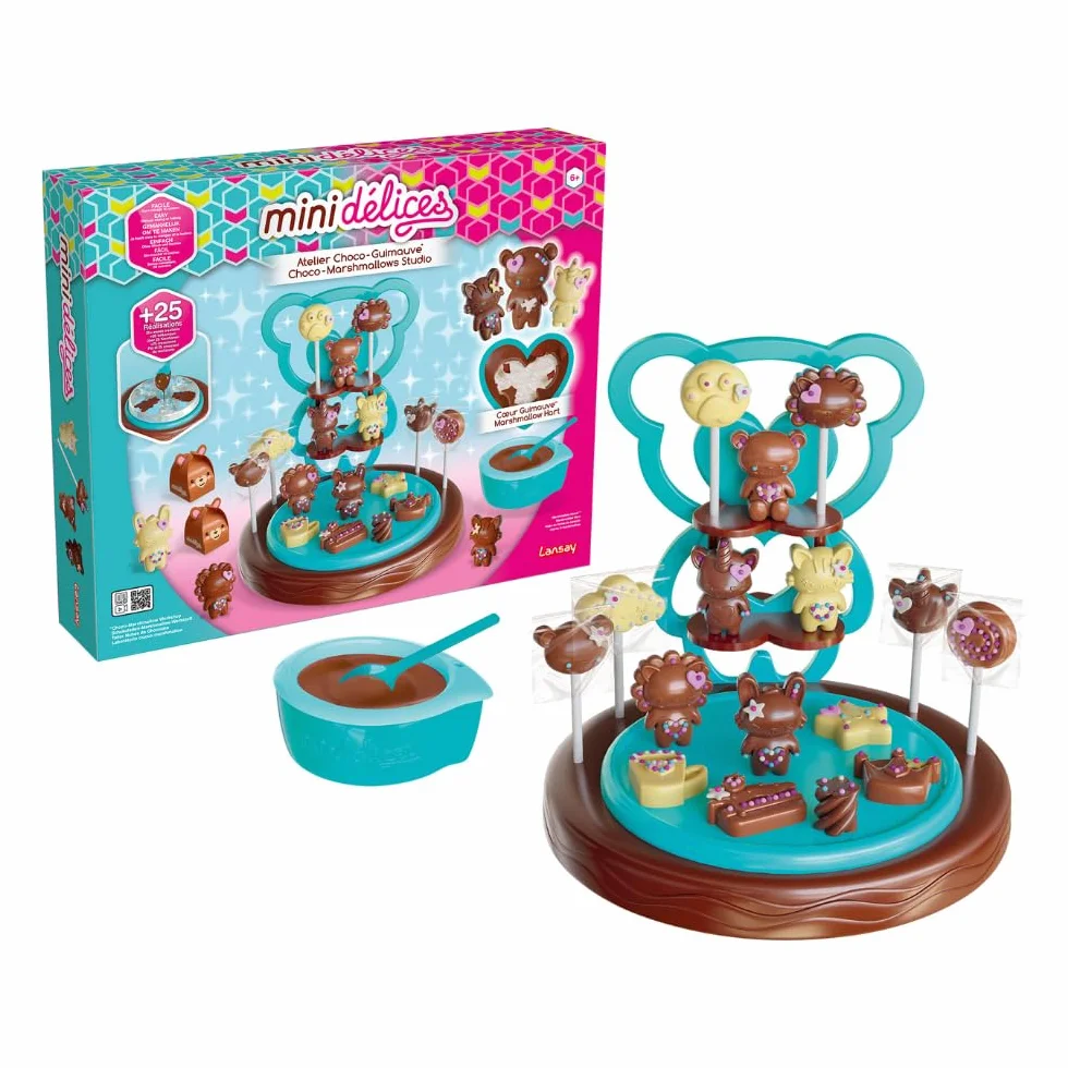 Lansay MINI DÉLICES Taller de Choco Marshmallow Crea Animales y Formas de Chocolate con Corazones de Marshmallow