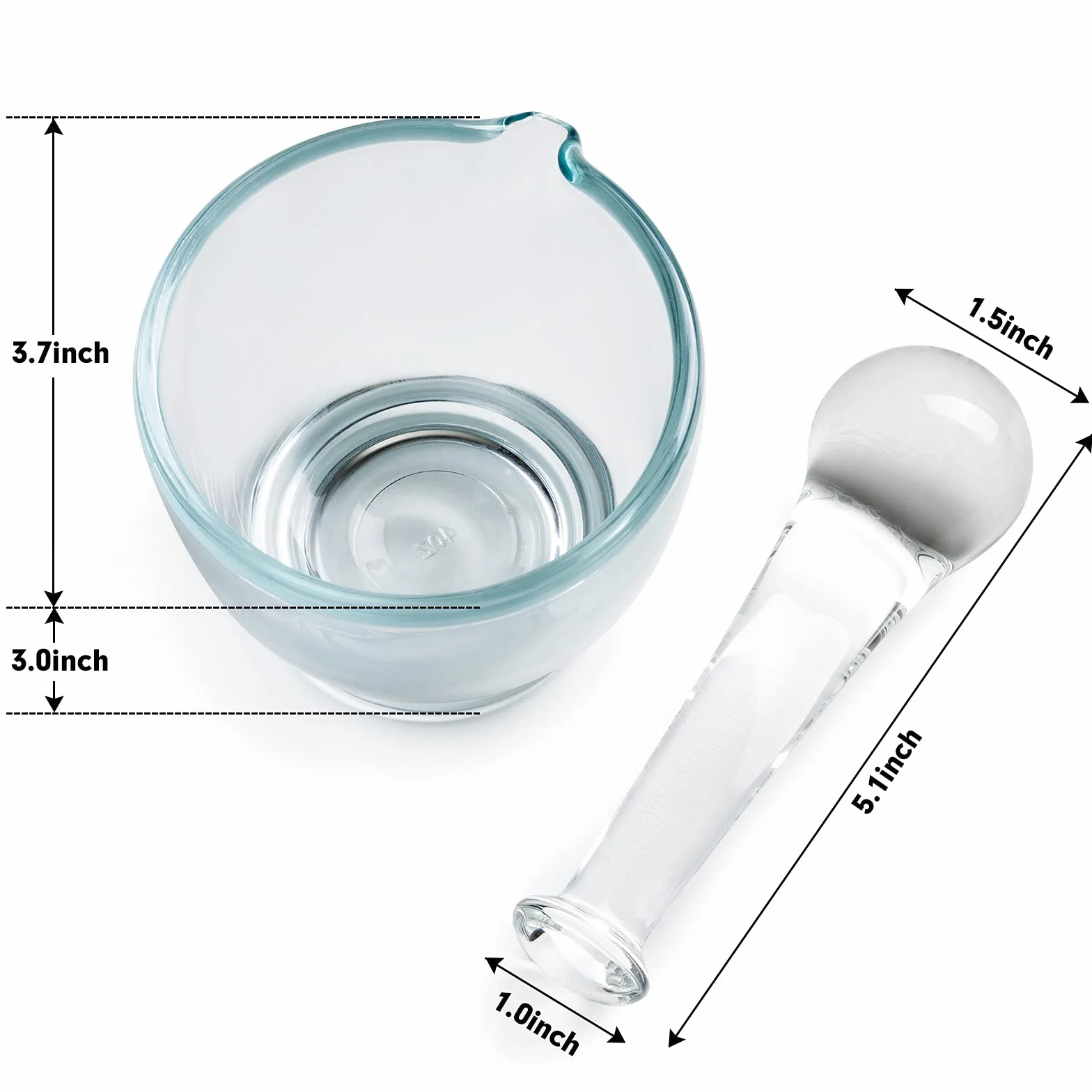Ultrassist Mortero de vidrio y mortero tazón, amoladora de medicamentos y mezclador para laboratorio de farmacia o ciencia (4 oz)