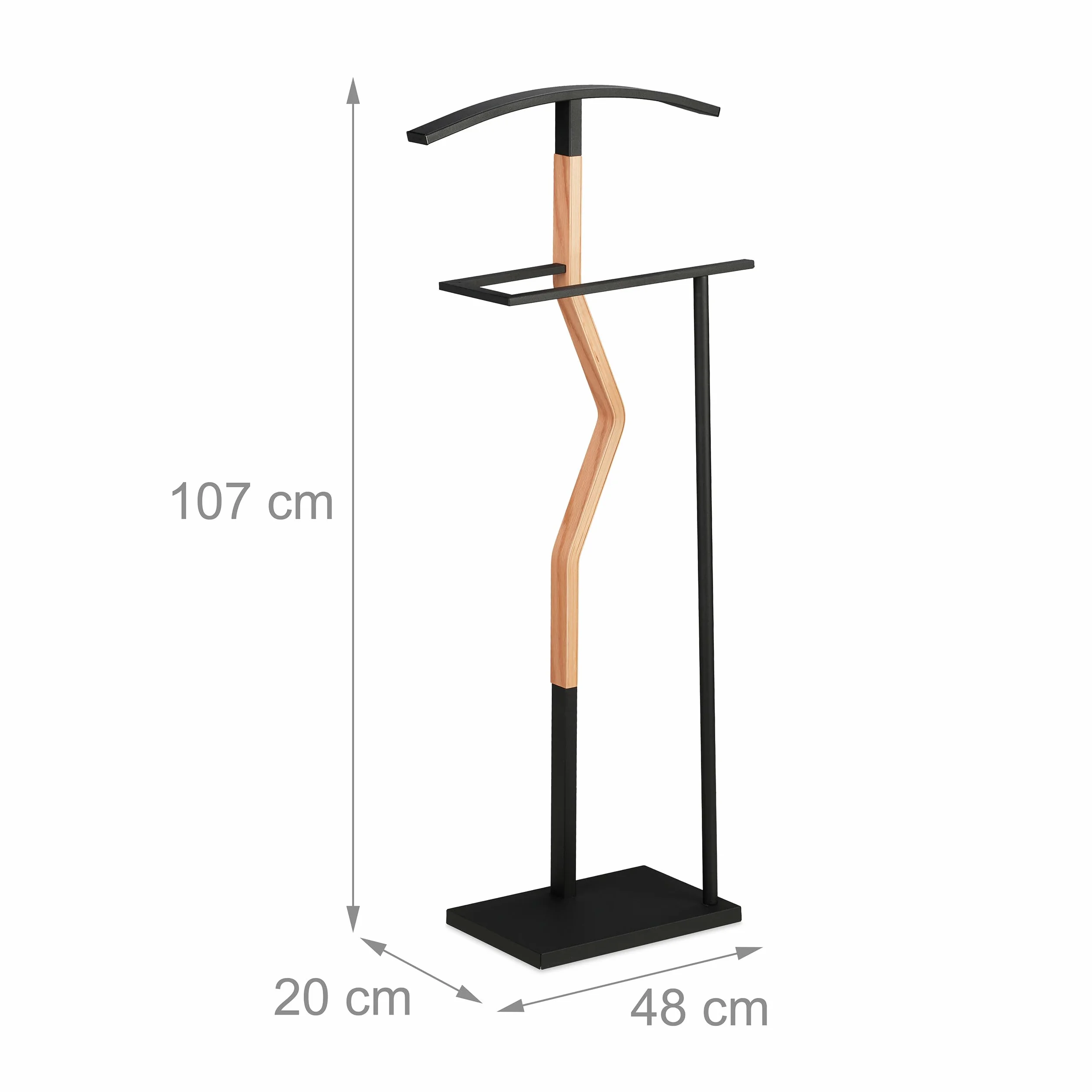 Relaxdays Galán Noche Chaqueta y Pantalón Metal Efecto Madera 107x48x20 cm Negro Natural