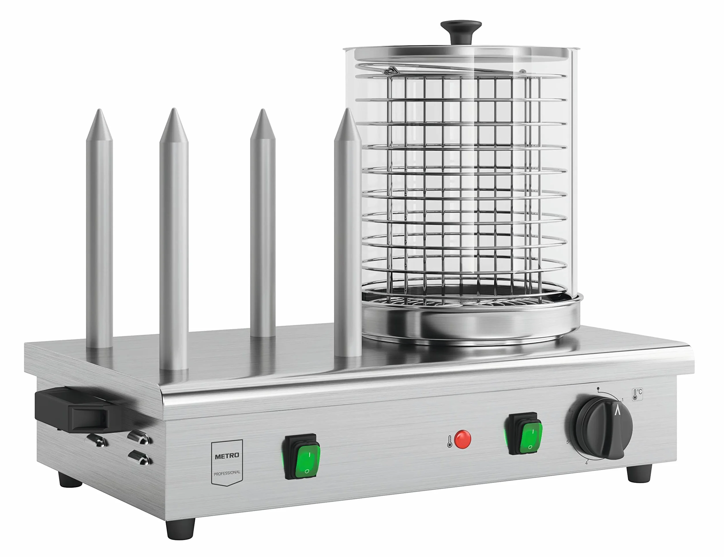METRO Professional Hot Dog Maker GHM2001 - Pan de acero inoxidable (rango de temperatura de hasta 100 °C, 550 W), color plateado