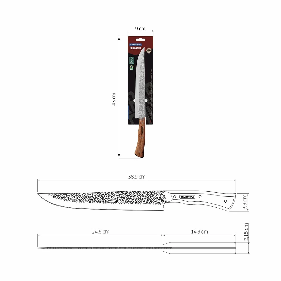 Tramontina Cuchillo para Carne Acero Inoxidable Mango Madera Nômade 25,5 cm