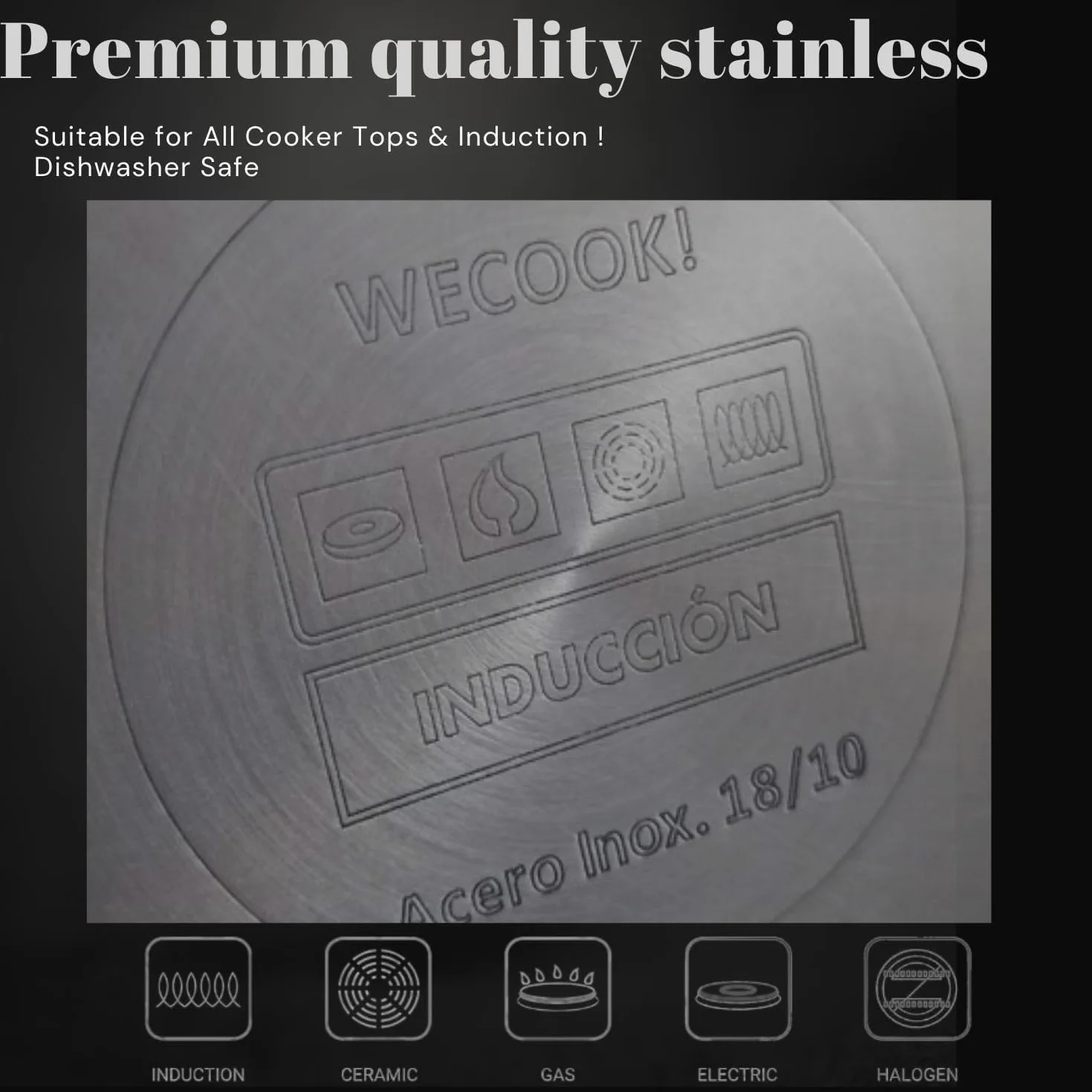 WECOOK! Cazo Inducción Acero Inoxidable 18/10 16 cm 1.5 Litros Base Capsulada Tricapa