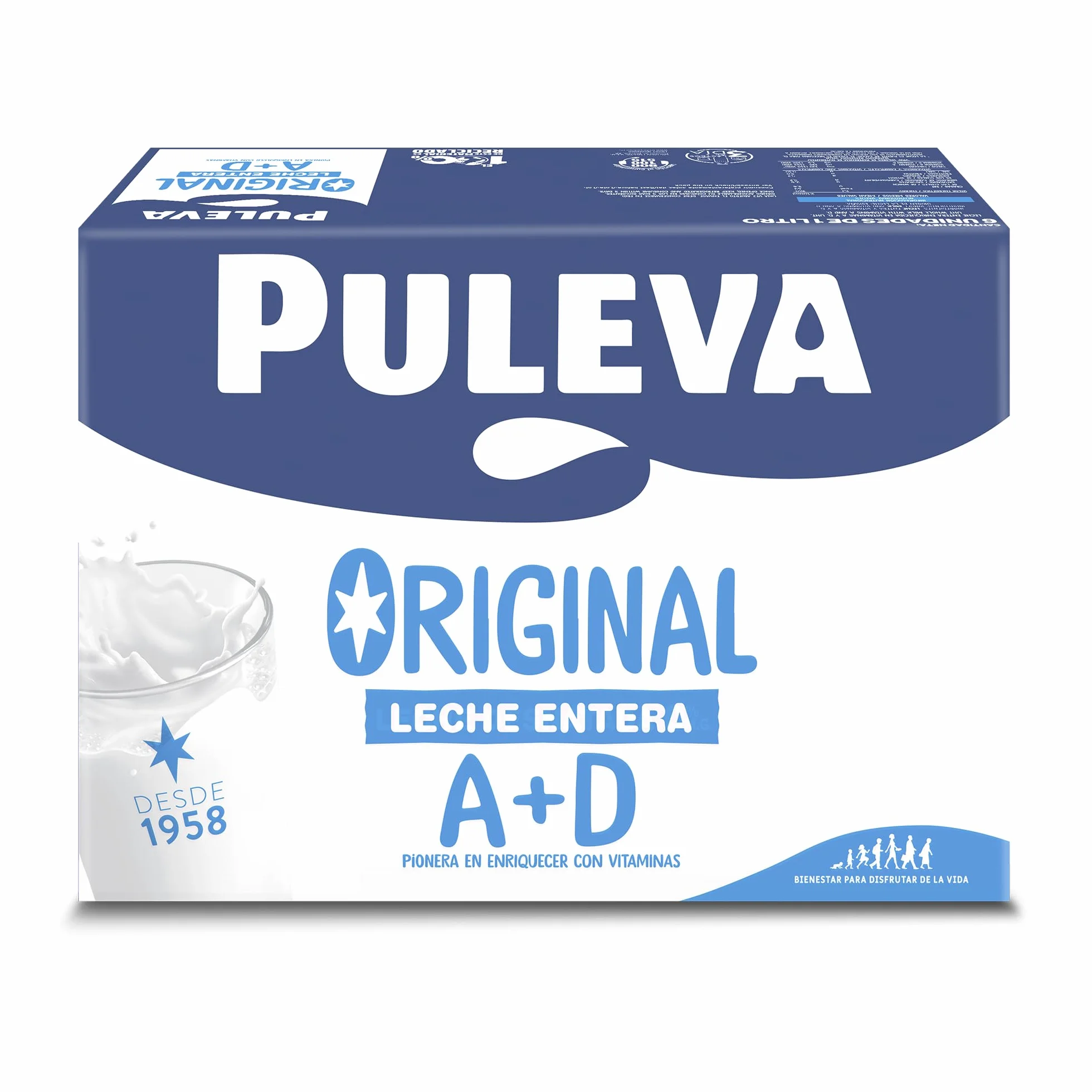 PULEVA Leche UHT Entera Slim Pack 6 x 1L
