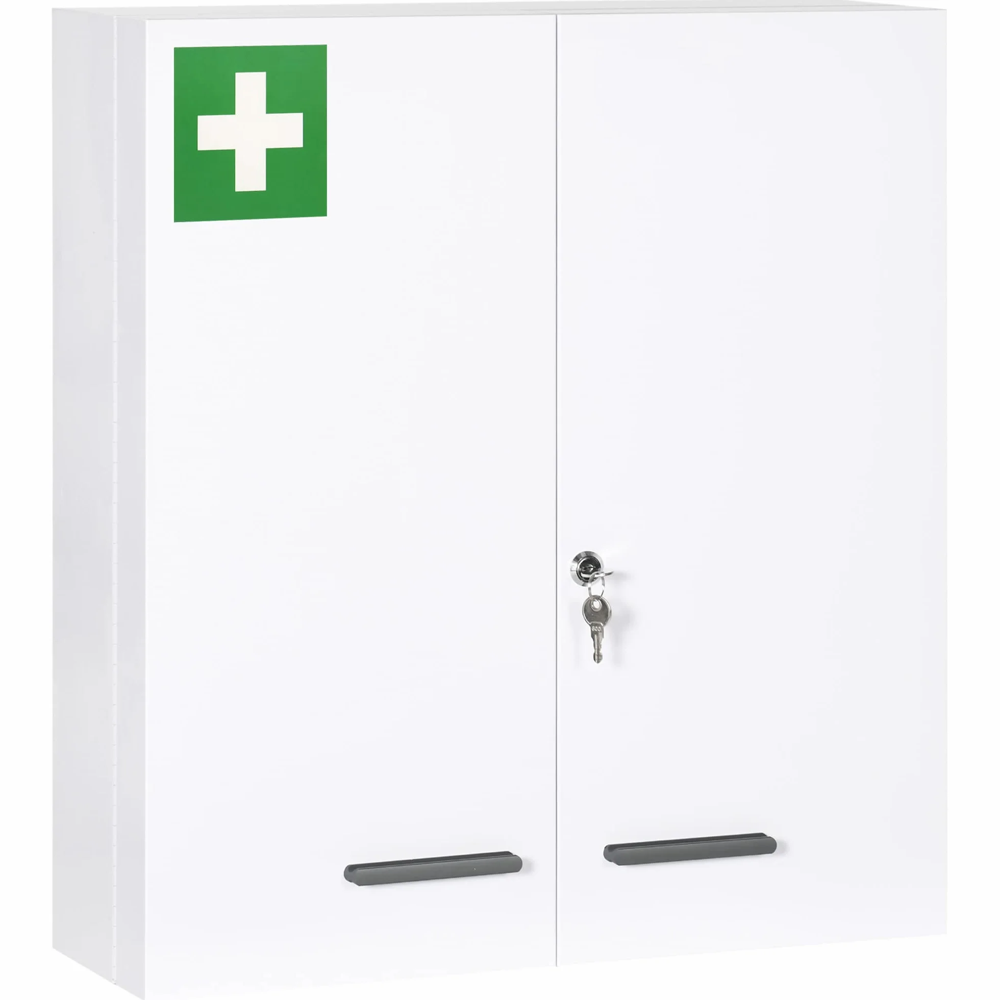 kleankin Botiquín de Pared 3 Niveles Armario Baño Acero 55x18x60 cm Blanco