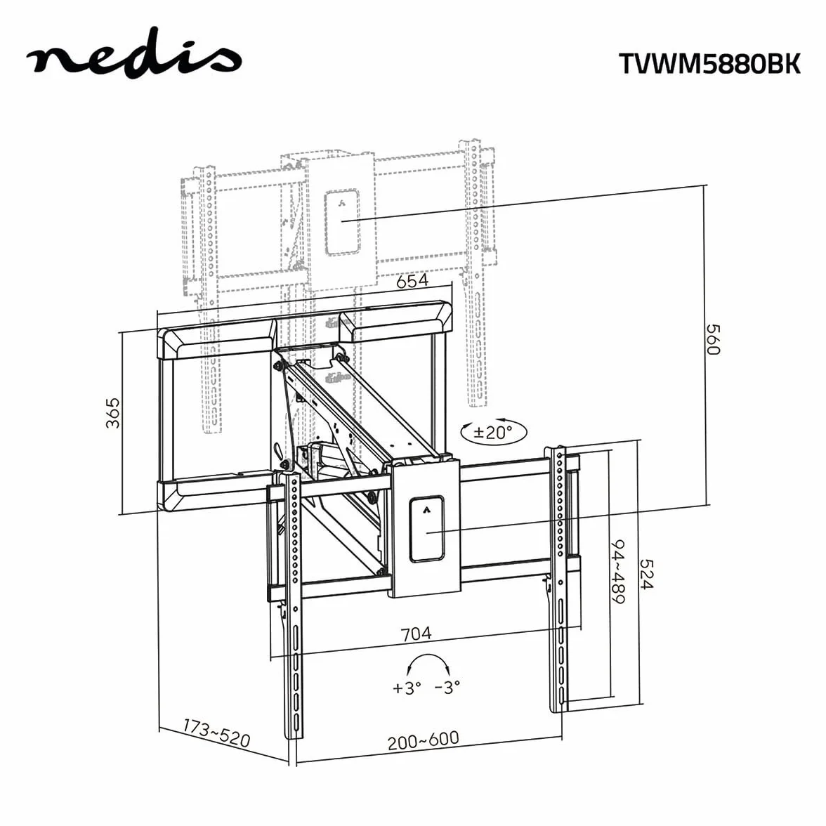 Nedis Motorisierte TV-Wandhalterung 37-75" 35 kg drehbar