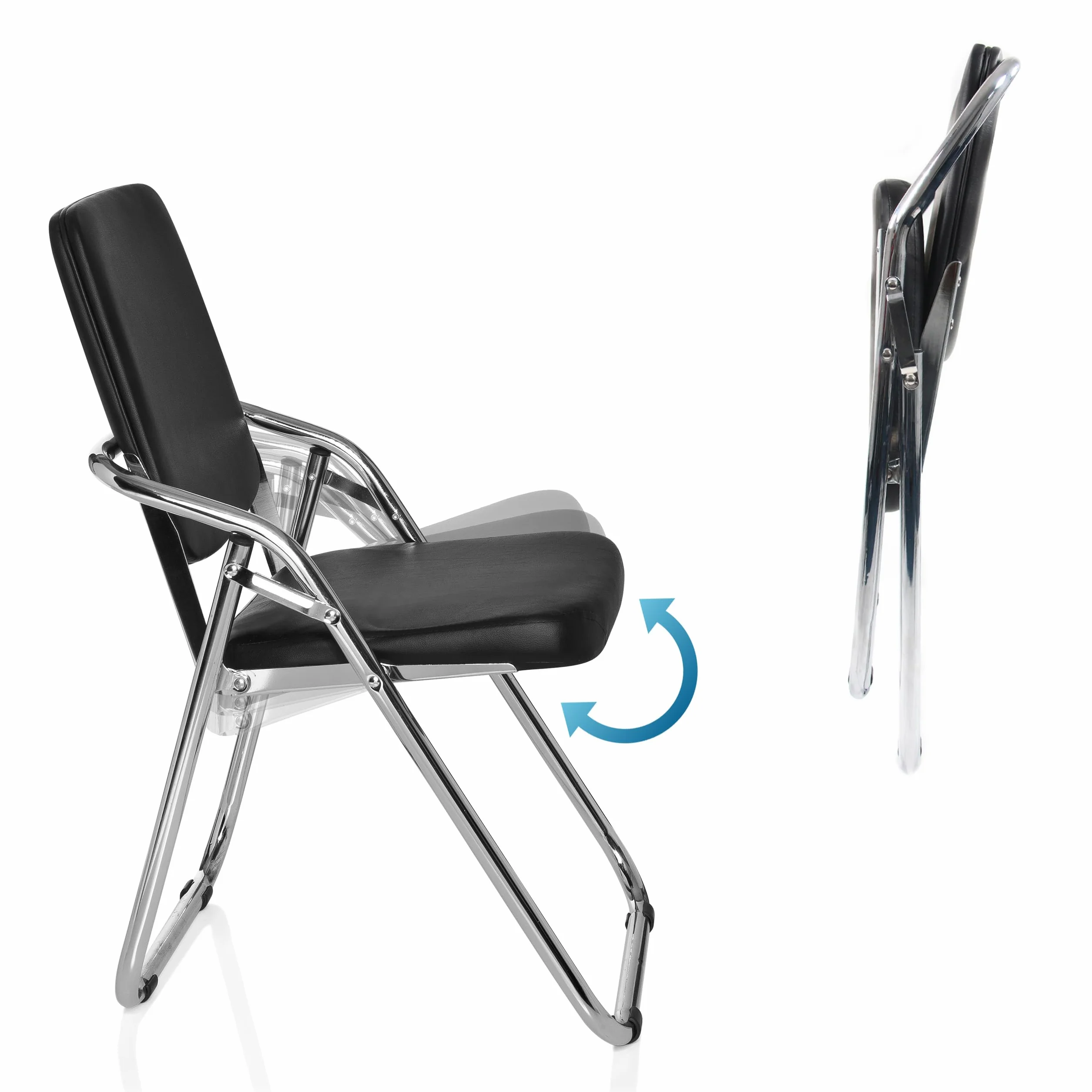 hjh OFFICE 706300 Silla de Conferencia Esto Piel sintética Negro, Silla de confidente cómoda, rebatible, Respaldo y Asiento Acolchado