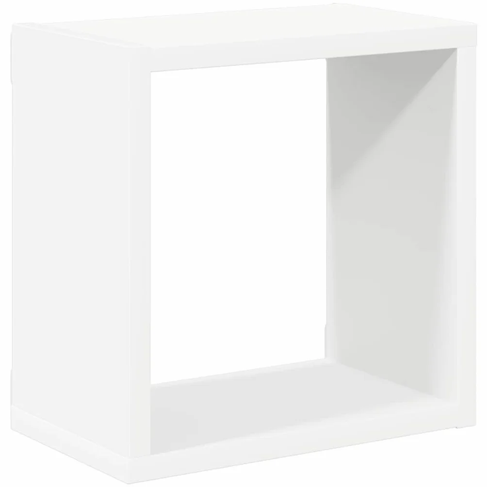 vidaXL 2x Estantes Cubo de Pared Estantería Colgante CD Libros Decoración Contrachapada Blanco 26x15x26cm