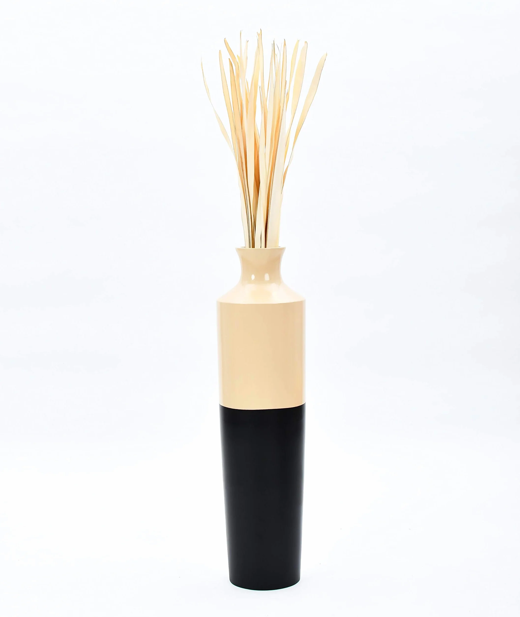 LEEWADEE Decoración Jarrón Suelo - Hojas de Palma Secas 115 cm Natural, Set 2 Ramos
