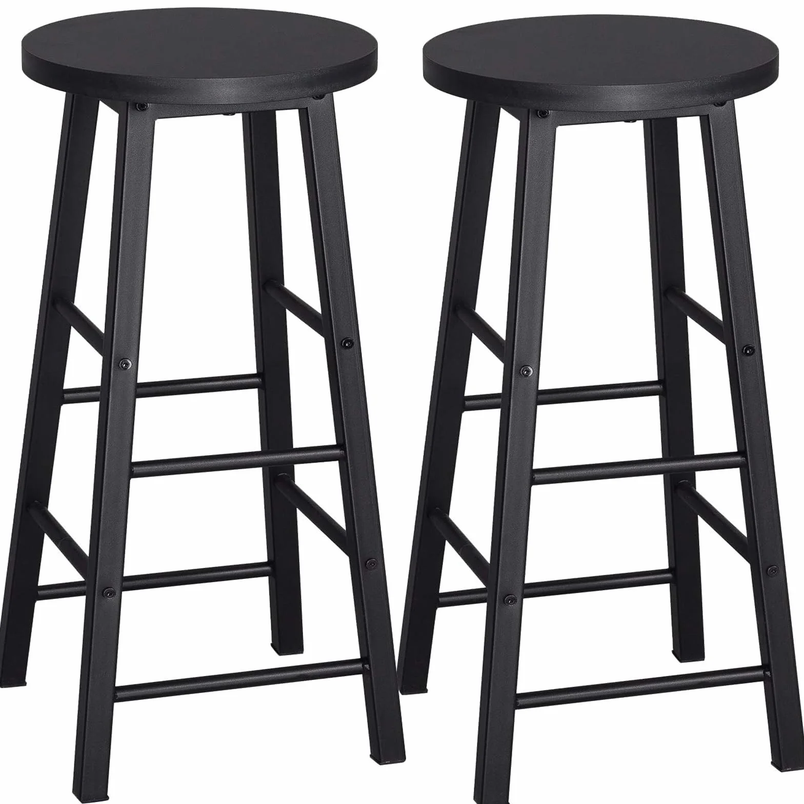 WOLTU Taburete de Bar Silla de Comedor para Cocina Estructura Metal MDF Negro