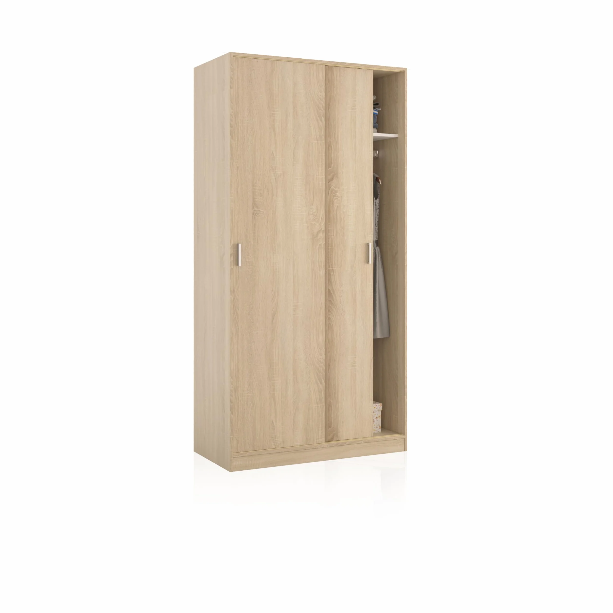 duehome| Armario de Dos Puertas Correderas, Modelo Lenor, Acabado en Color Roble Canadian, Medidas: 100 cm (Largo) x 50 cm (Ancho) x 200 cm (Alto)