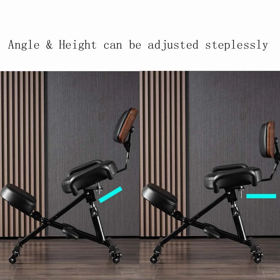 Silla ergonómica de rodillas con soporte trasero, silla de escritorio ajustable para el hogar y la oficina, reduce la presión sobre tus espinillas