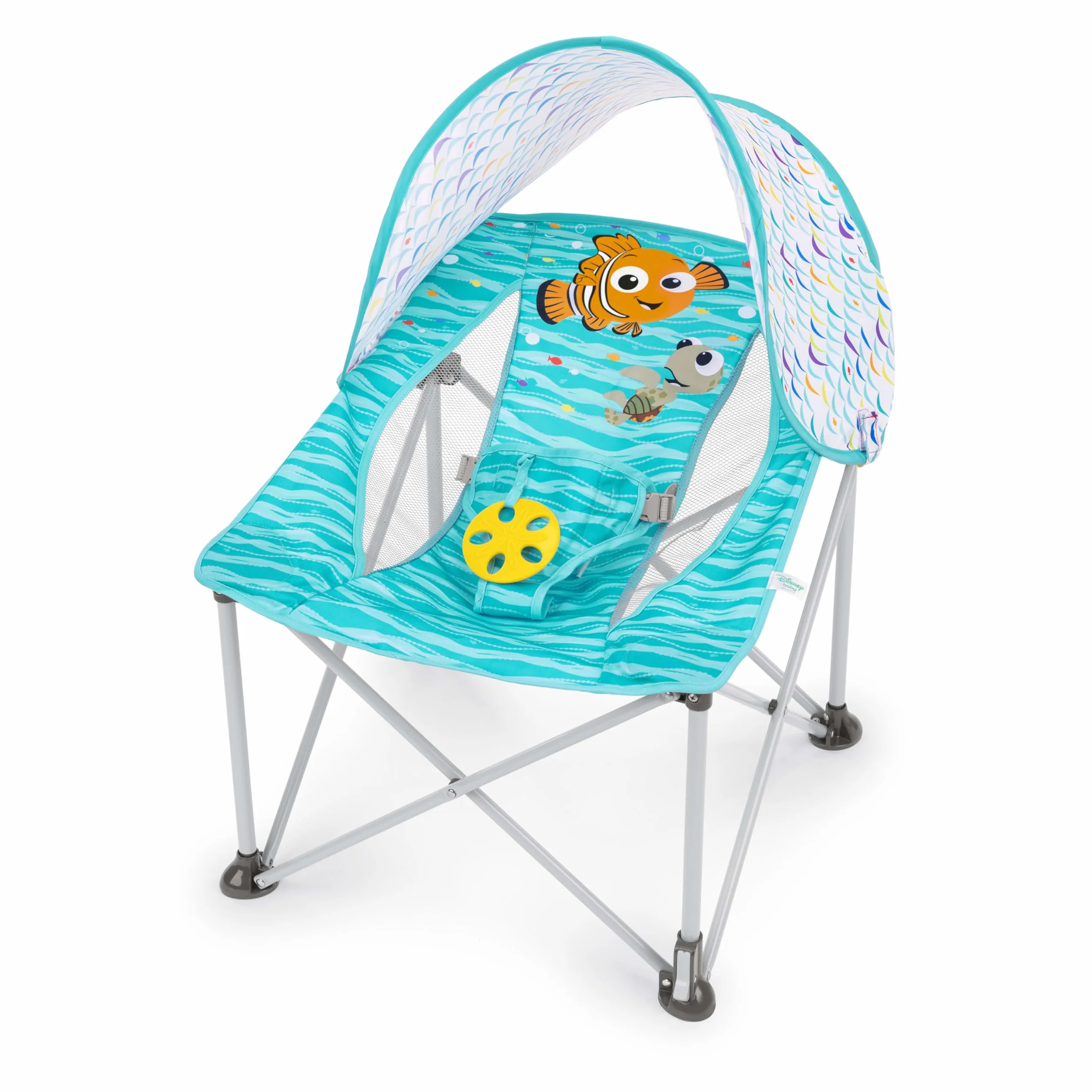 Bright Starts Disney Buscando a Nemo Asiento de Viaje Pop 'N Chill, UPF 50+, Azul, 0-6 Meses